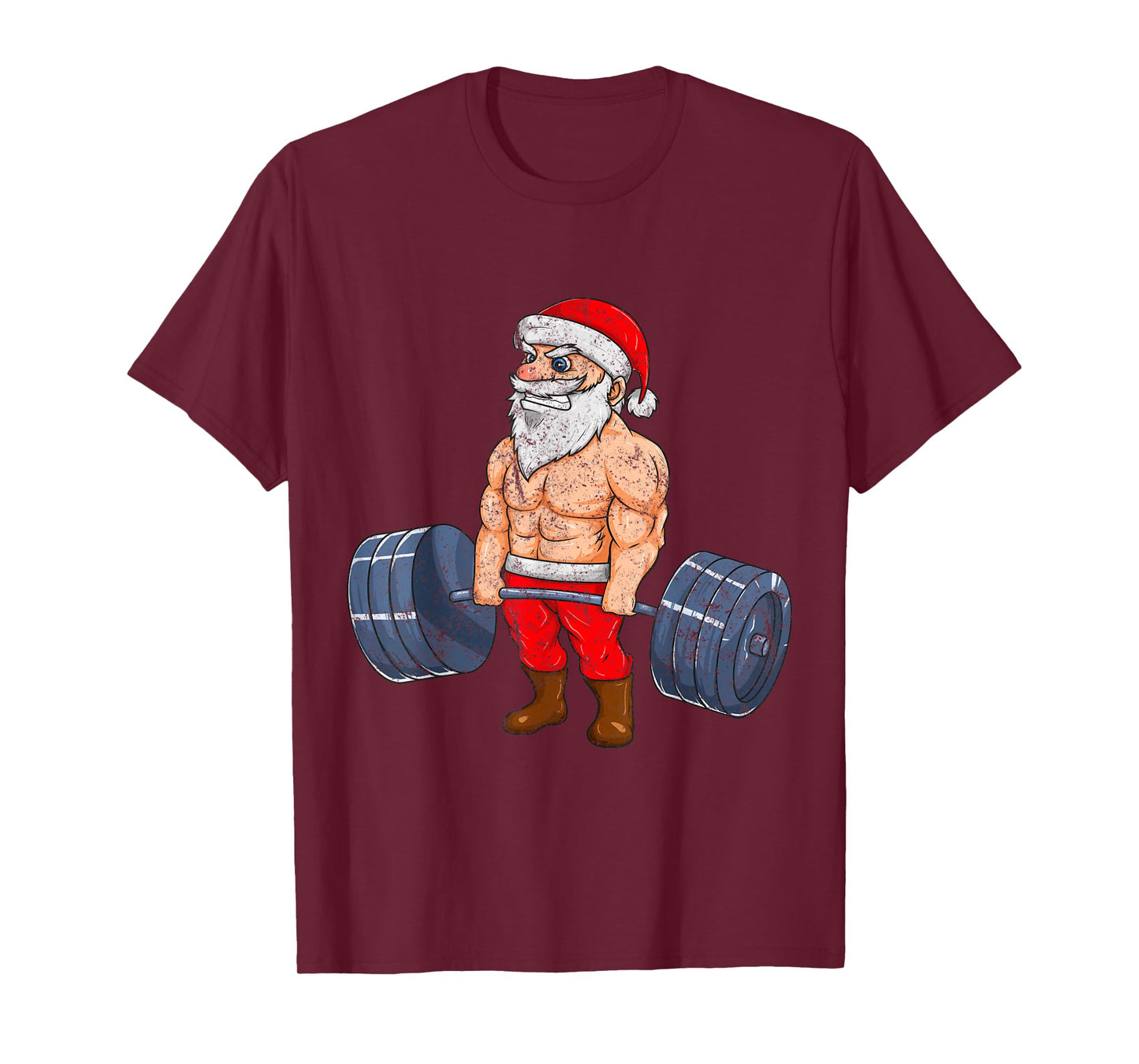 Vintage Santa Weightlifting Bodybuilder Muscle Fitness T-Shirt