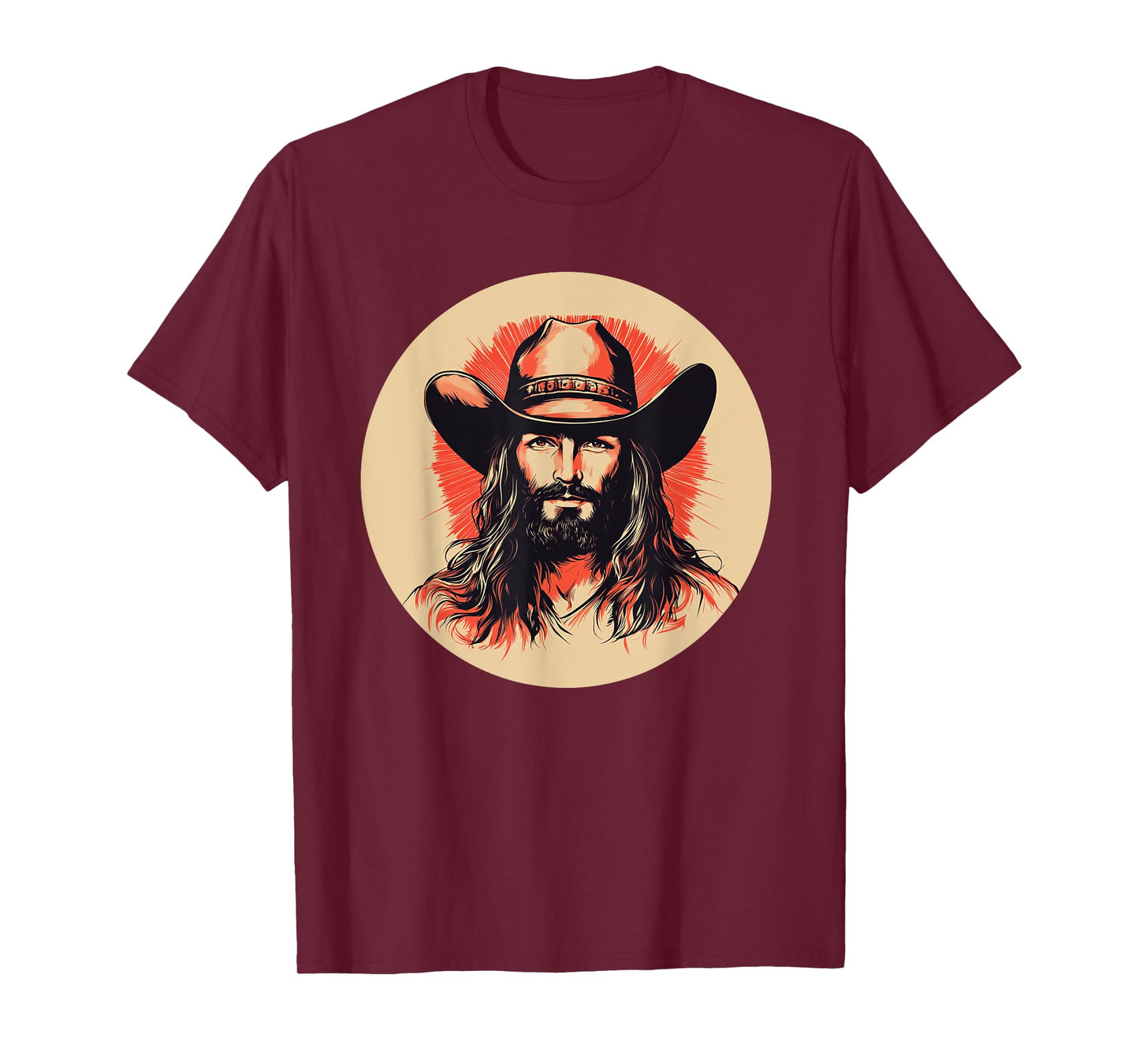 Nice Jesus Face with Cowboy Hat for Rodeo Fans T-Shirt