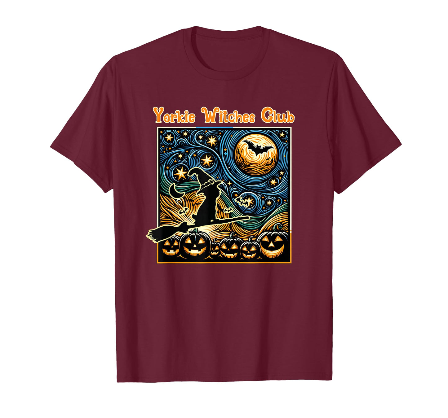 Yorkie Witches Club Funny Halloween Dog Witch T-Shirt