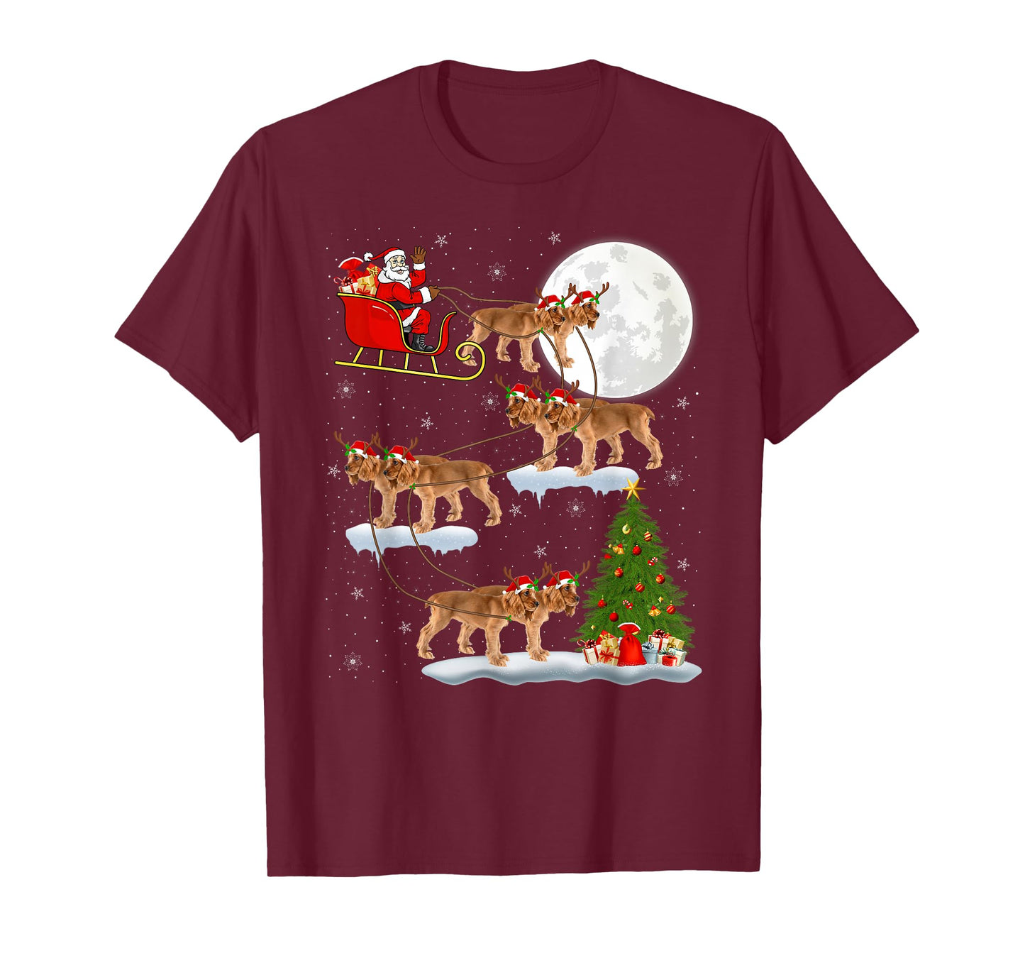 English Cocker Spaniel Dog Santa Sleigh Flying Christmas T-Shirt