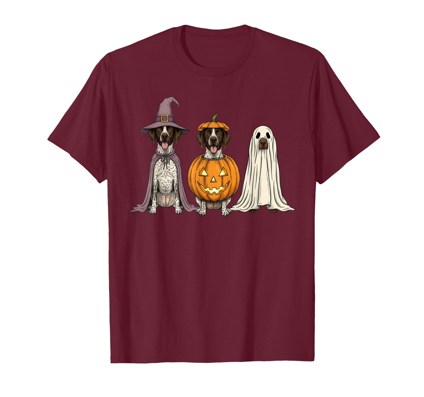 Spooky Ghost German Shorthaired Pointer Pumpkin Halloween T-Shirt