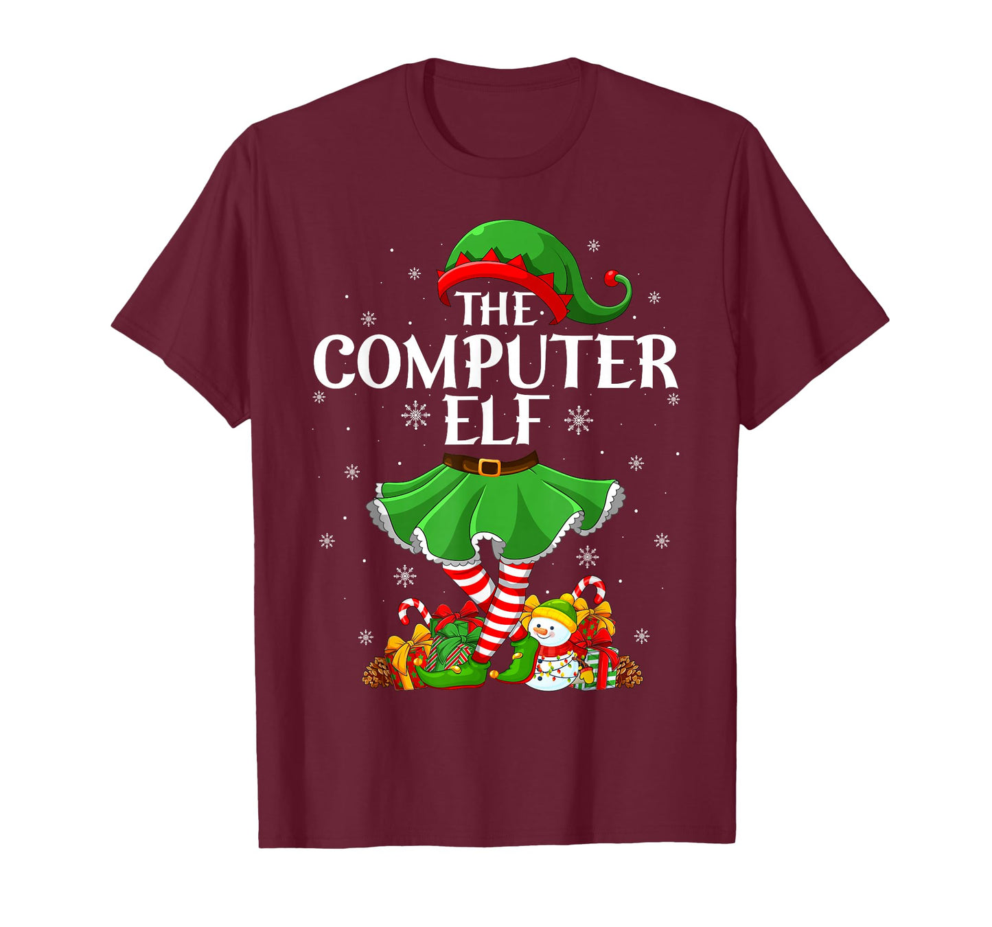 Computer Elf Christmas Family Elf Squad Xmas Girls Women T-Shirt