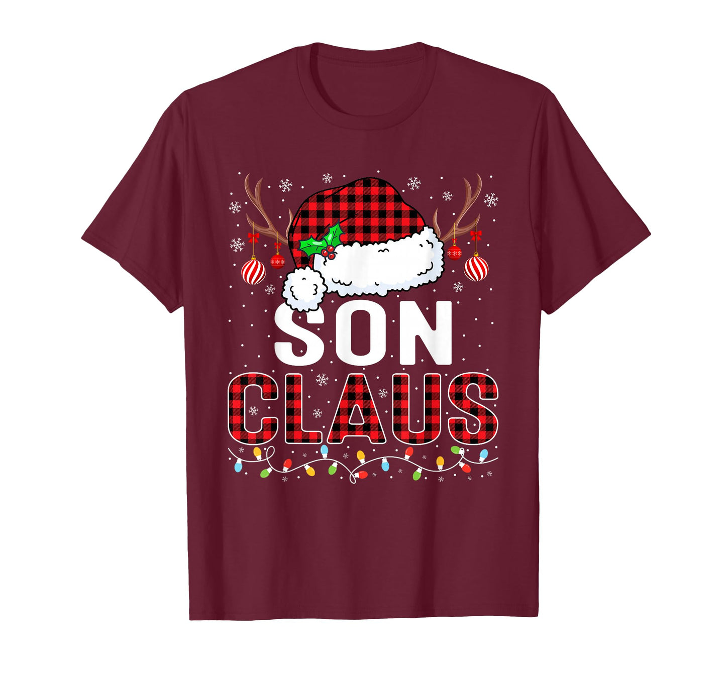 Christmas Lights Son Claus Family Matching Xmas Pajama T-Shirt