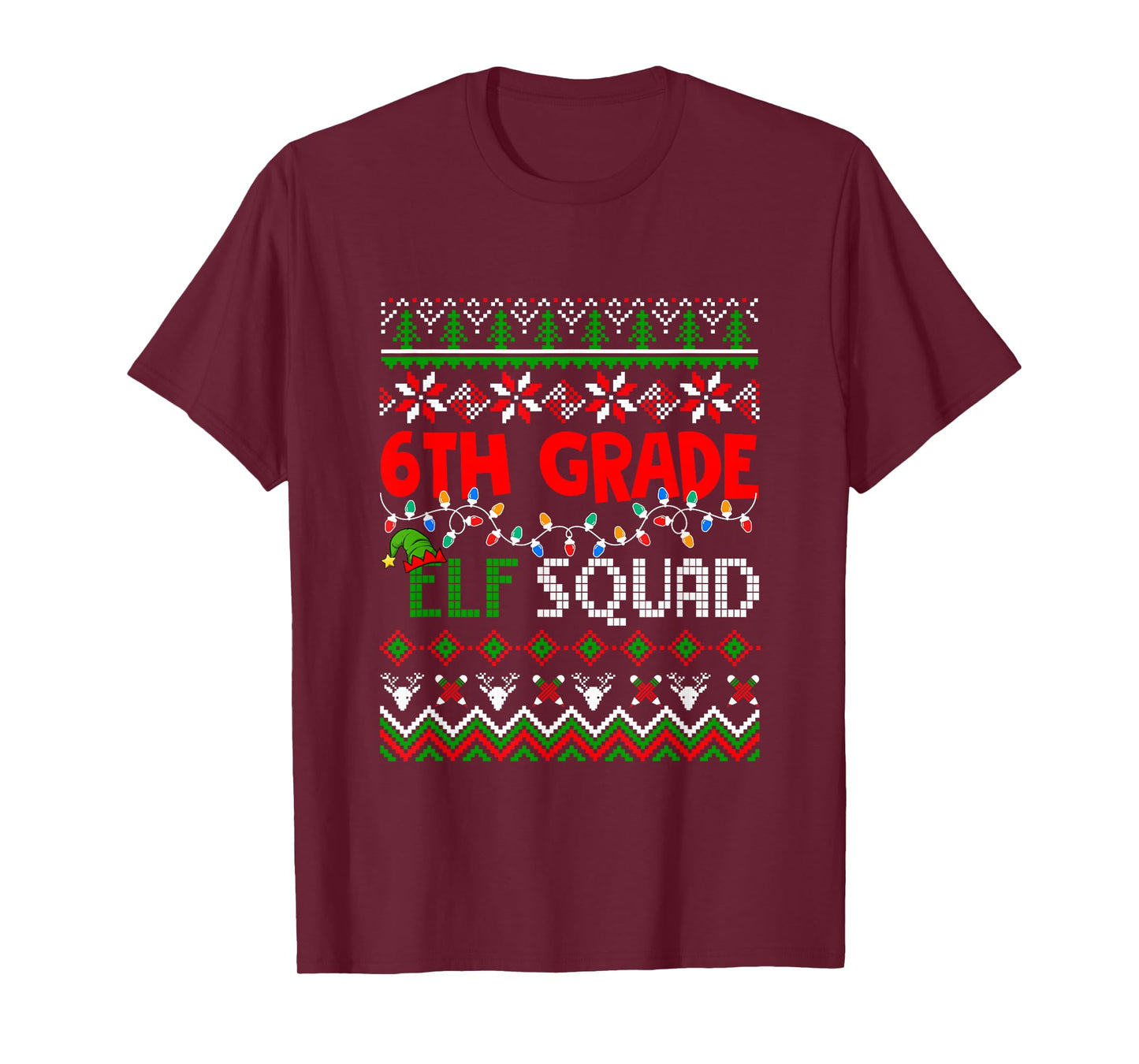 6th Grade Elf Squad Christmas Sweater Students Teachers T-Shirt