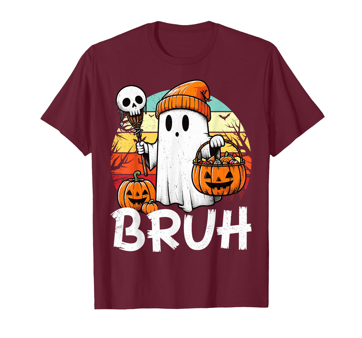Bruh Ghost Funny Halloween Boo Spooky Halloween Bruh Ghost T-Shirt