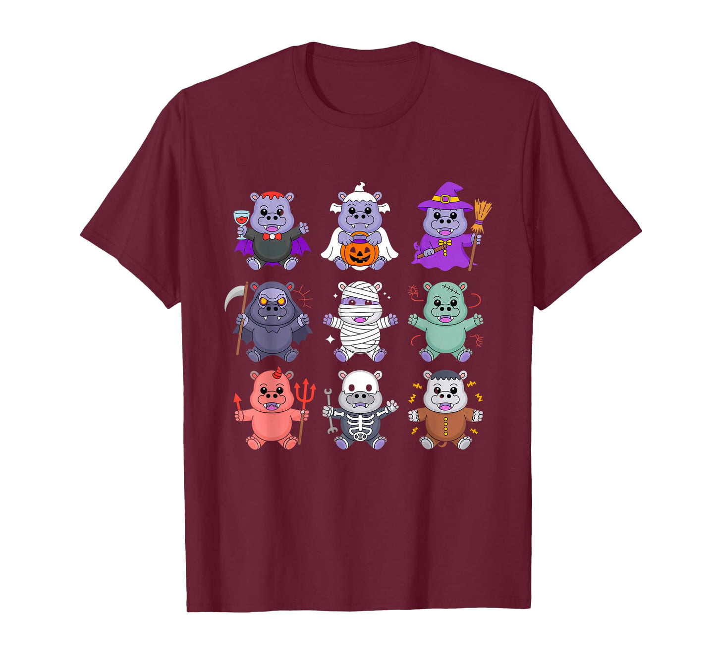 Hippo Ghost Witch Zombie Mummy Halloween Costume T-Shirt