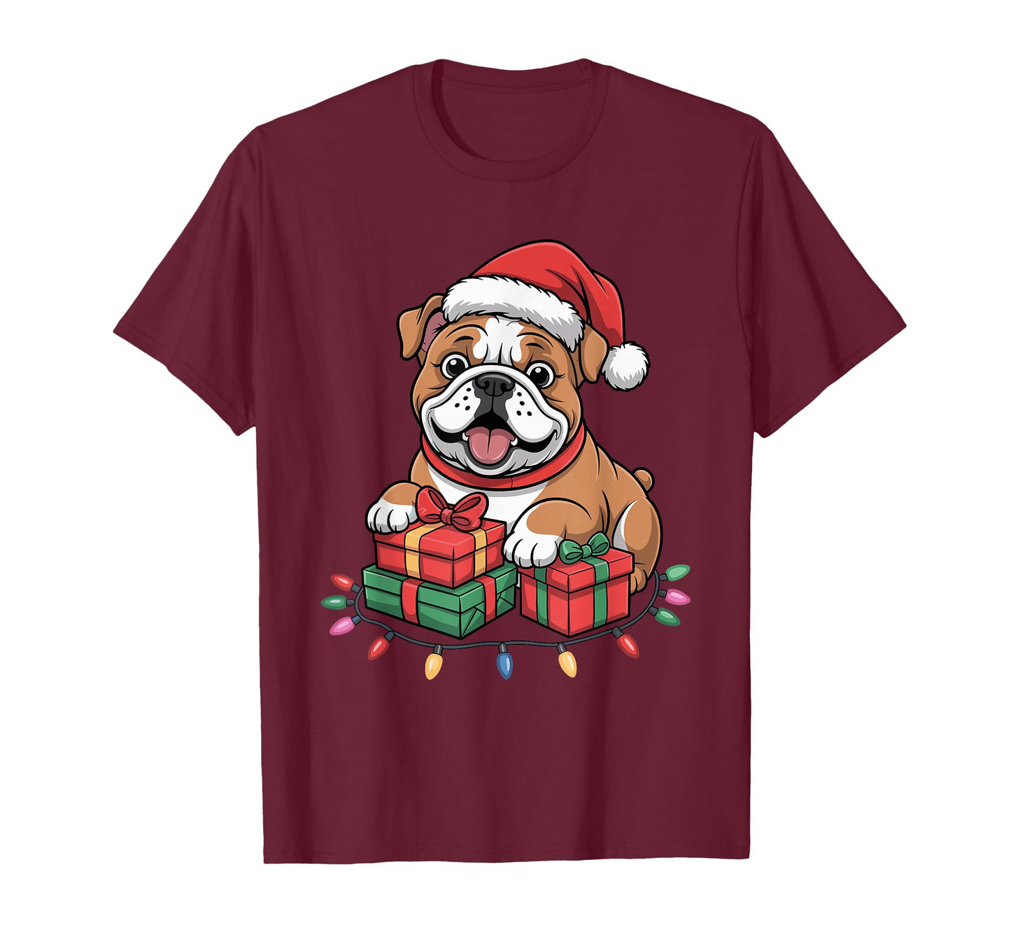 Cute Bulldog Santa Hat Christmas Xmas Dog Lovers Holiday T-Shirt