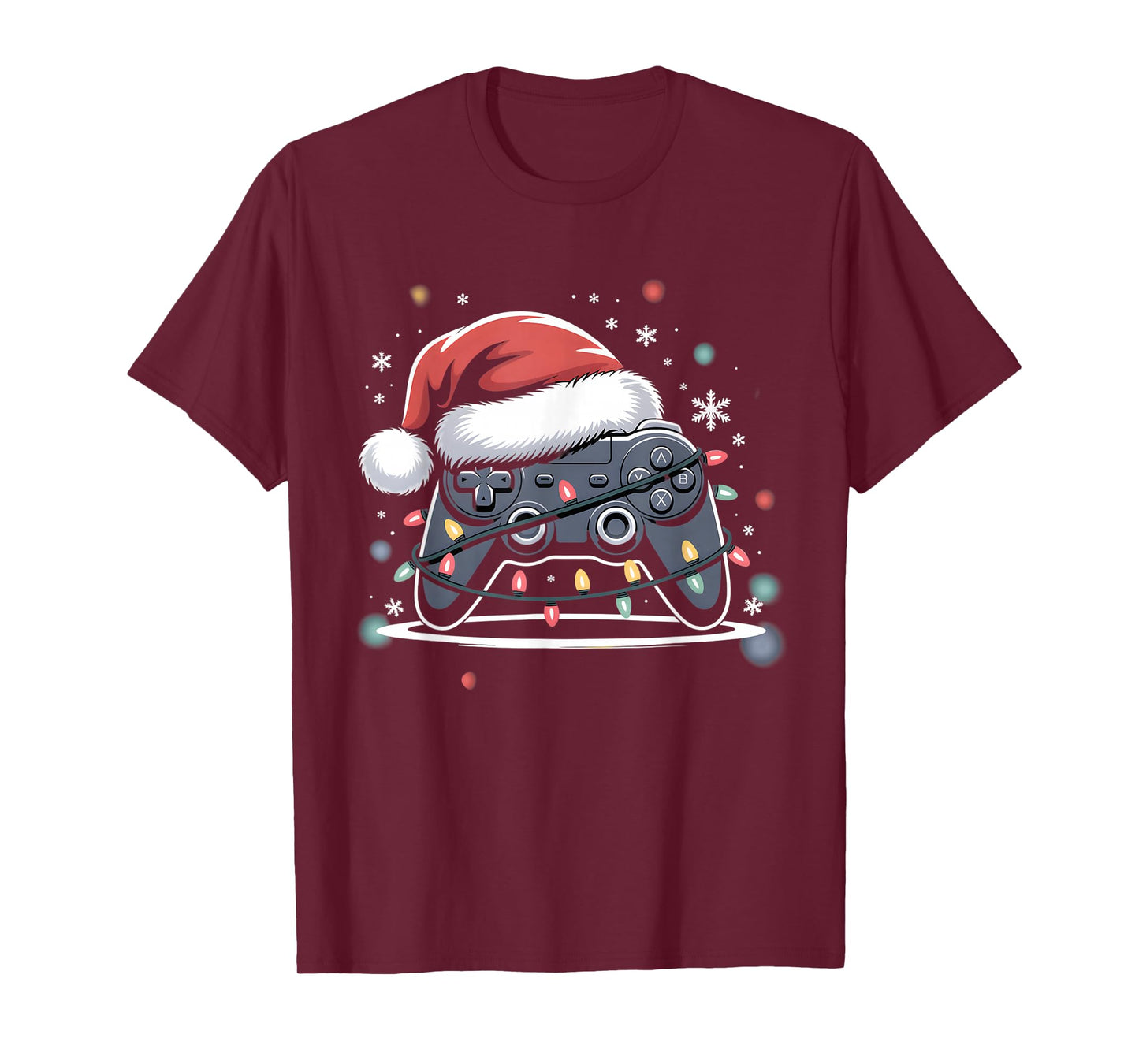 Boy Gamer Controller Gaming Christmas Lights Xmas Kids Boys T-Shirt
