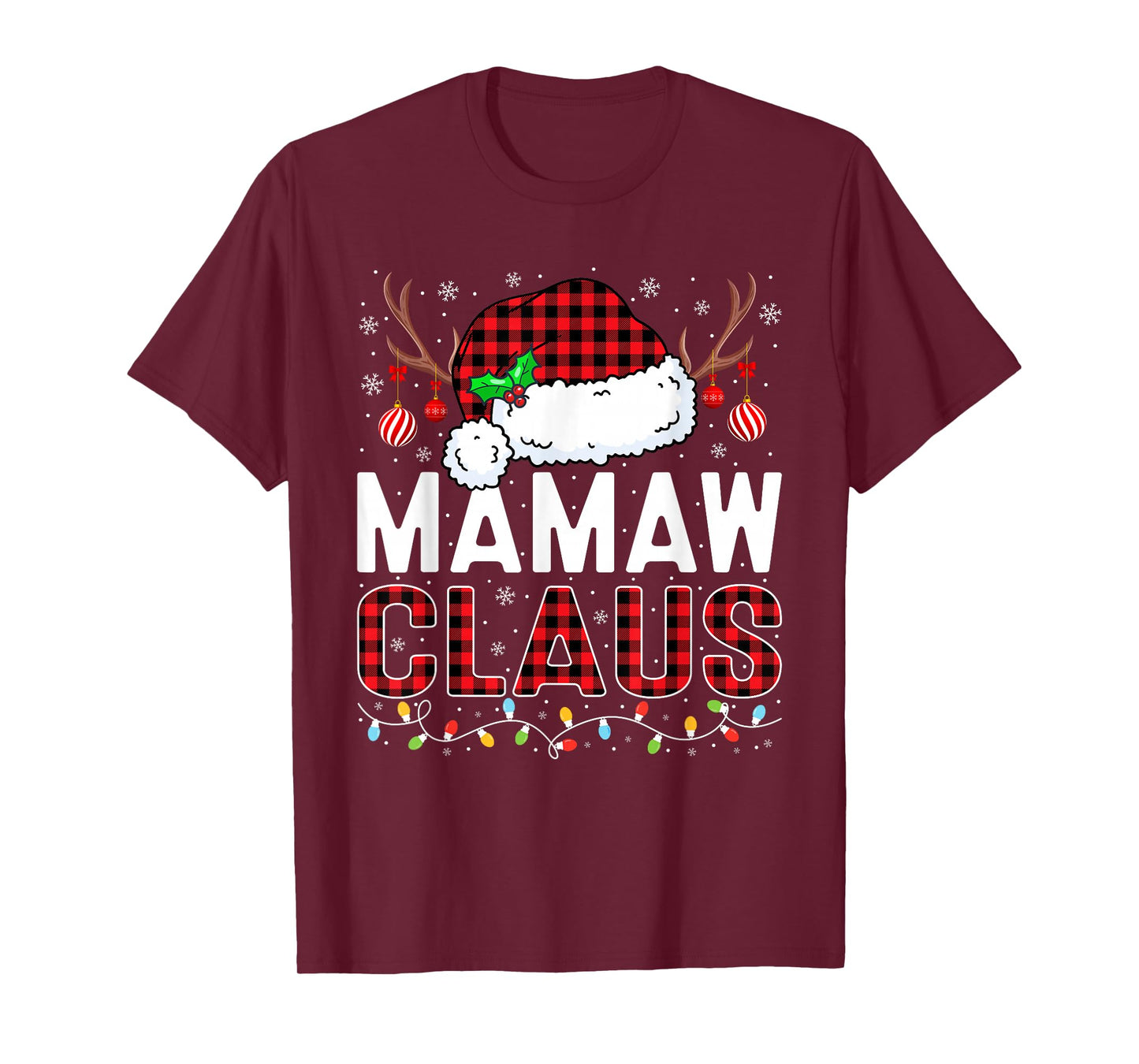 Christmas Lights Mamaw Claus Family Matching Xmas Pajama T-Shirt