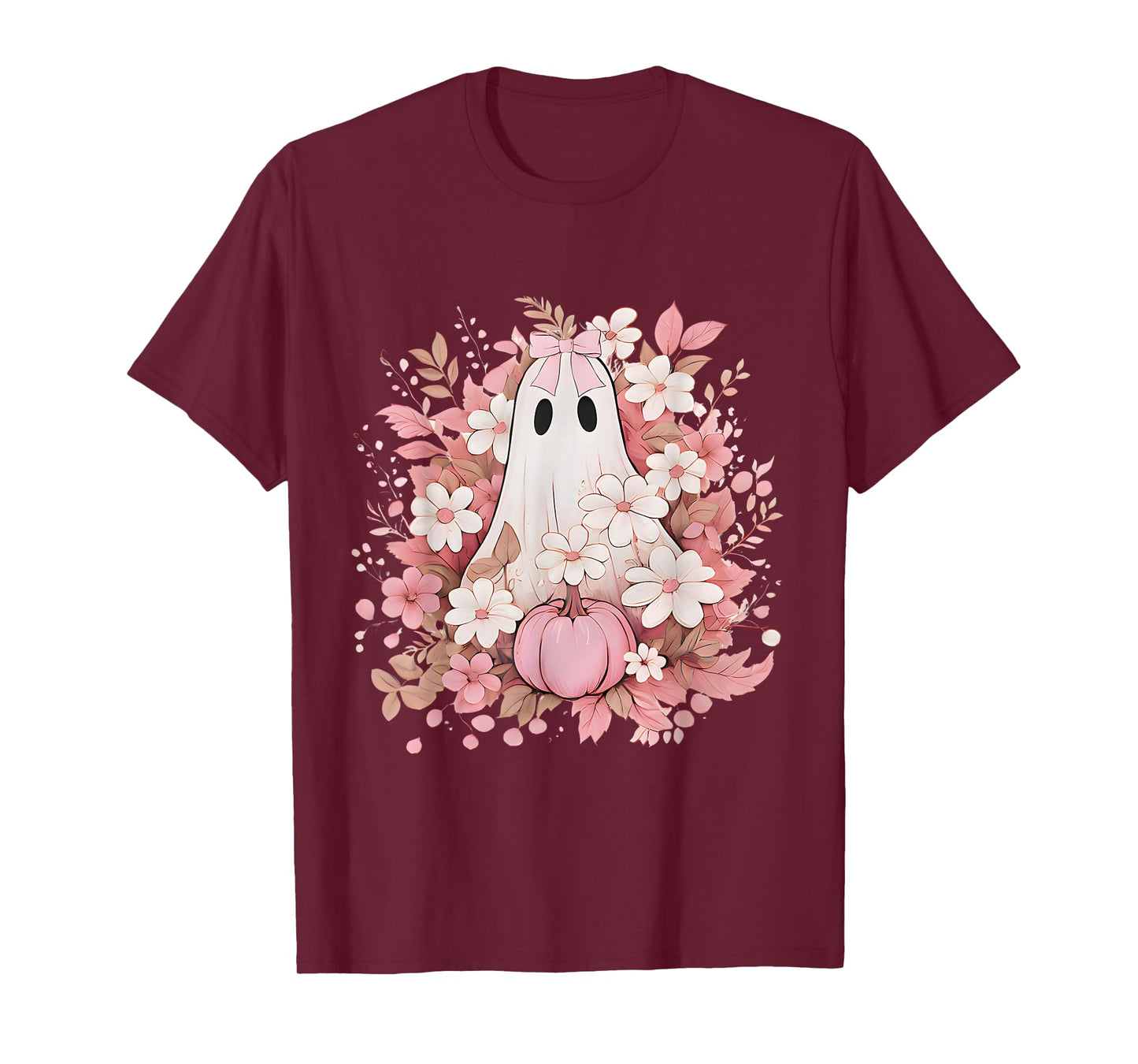 Halloween Shirt Floral Ghost Halloween Costume Girls Women T-Shirt