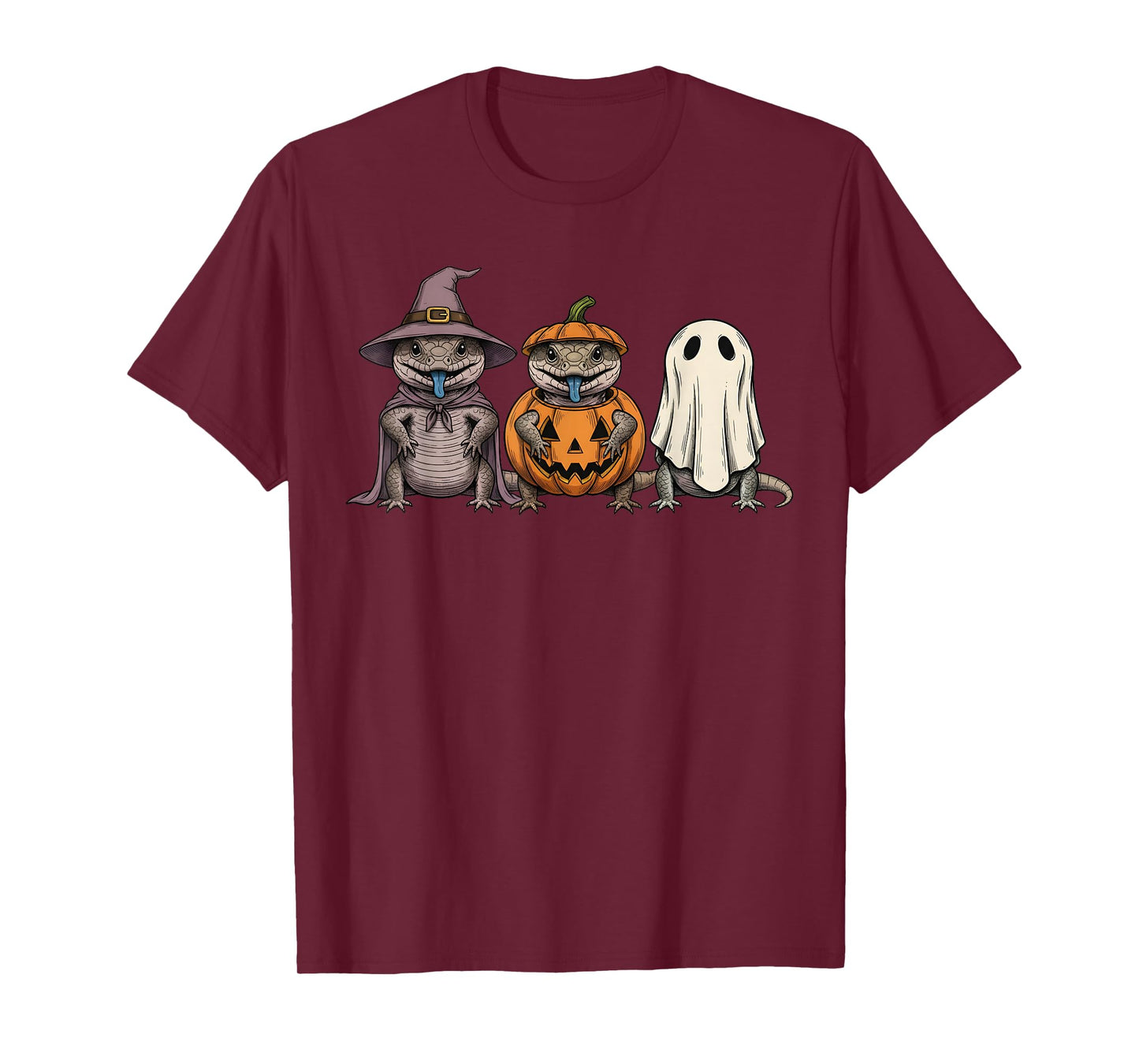 Spooky Ghost Blue Tongued Skink Lover Pumpkin Halloween T-Shirt