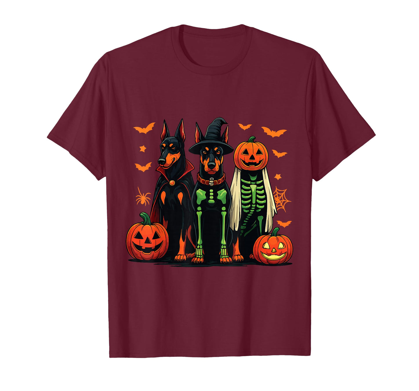 Doberman Mummy Ghost Witch Funny Dog Costume T-Shirt