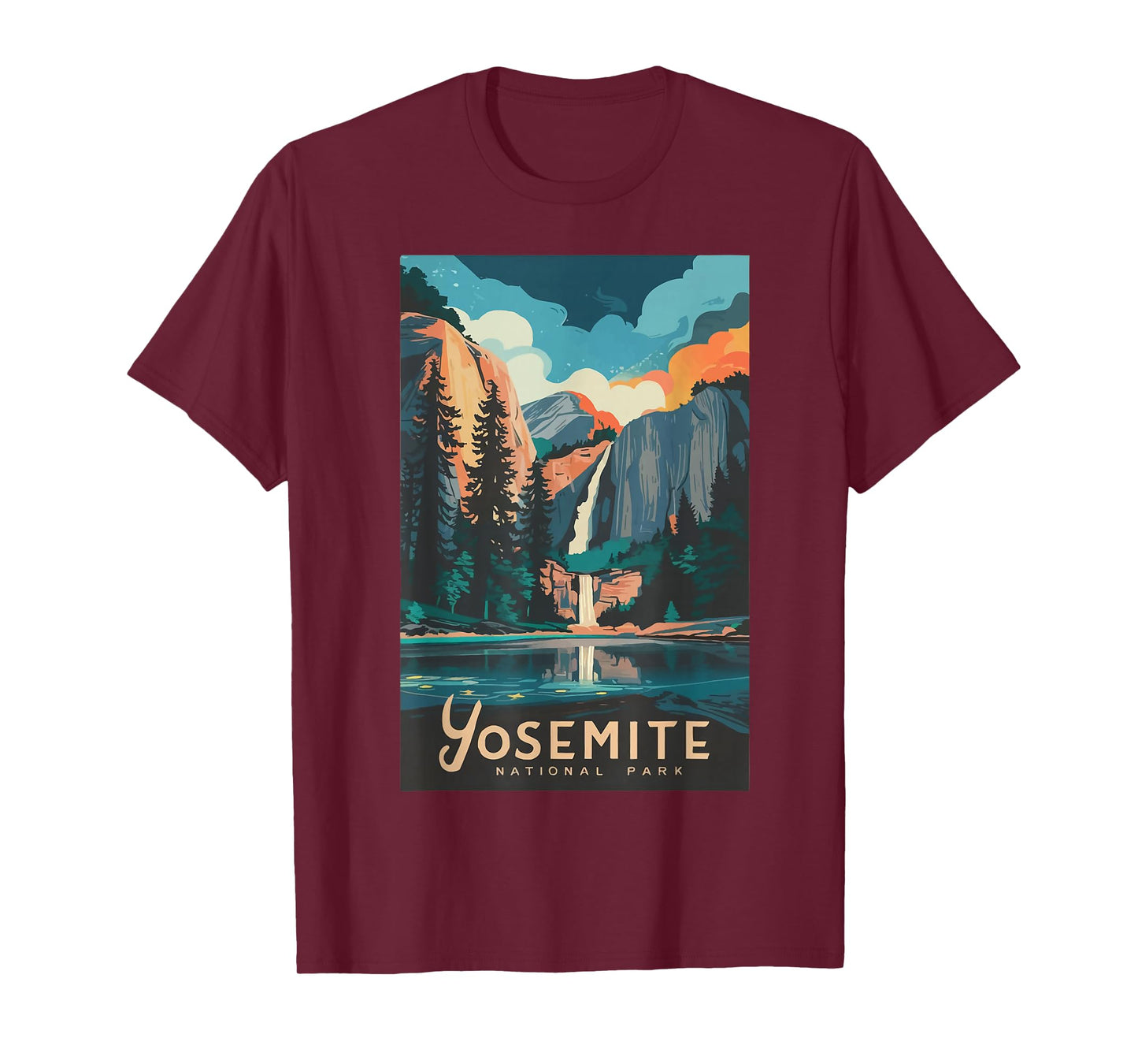 Retro Yosemite California National Park Tunnel View Trails T-Shirt