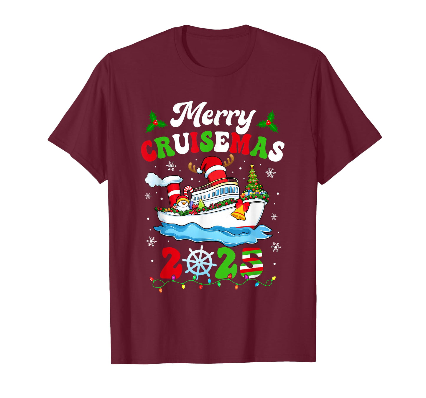Merry Cruisemas 2025 Christmas Cruise Ship Santa Reindeer T-Shirt