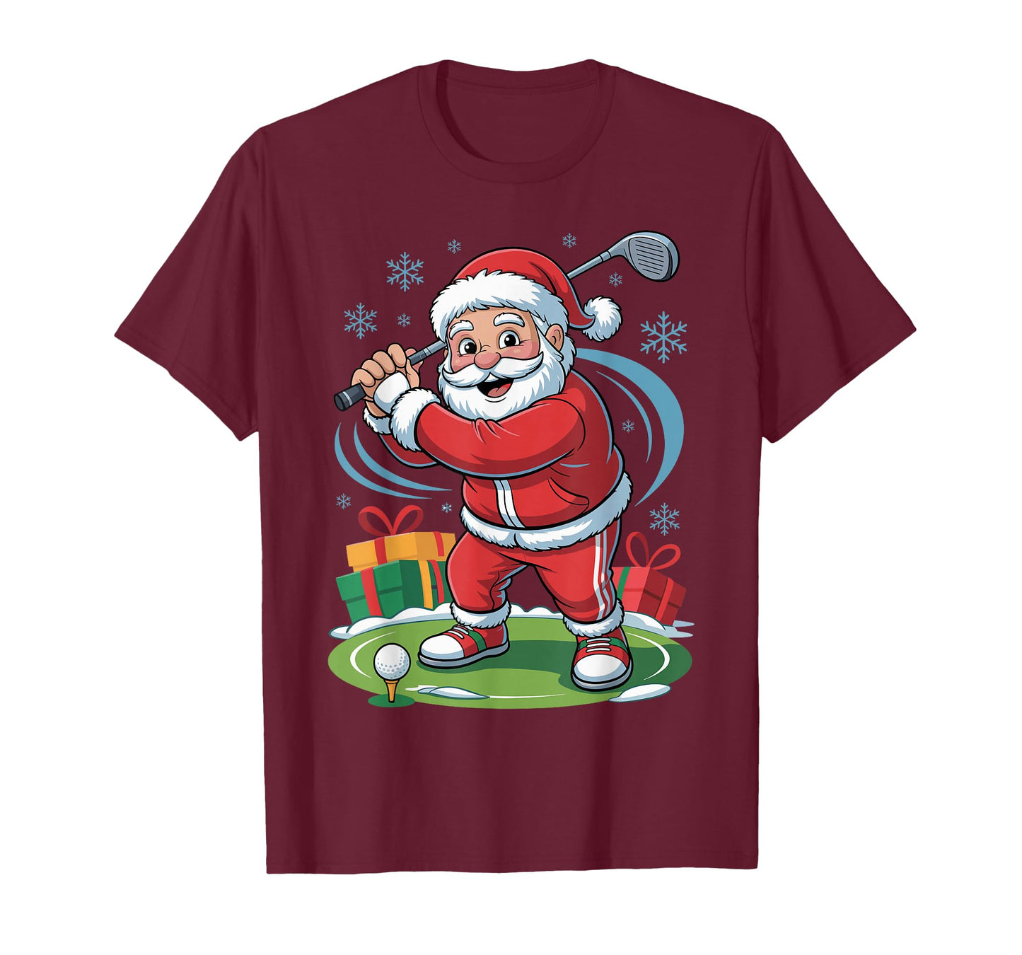 Santa Playing Golf Funny Holiday Christmas Xmas Pajama T-Shirt