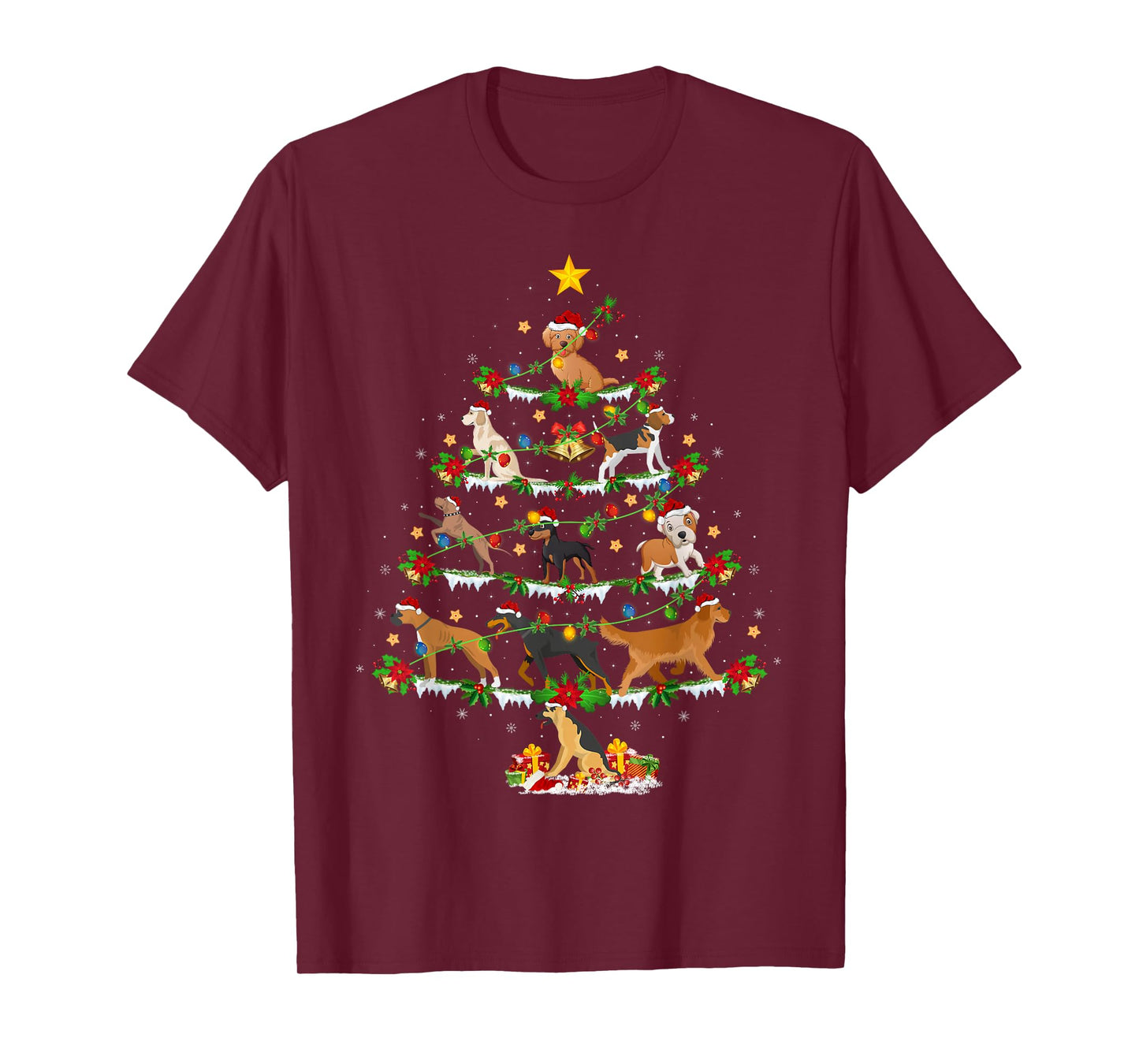 Puppy Dog Christmas Tree Lights Funny Dog Lover Xmas T-Shirt