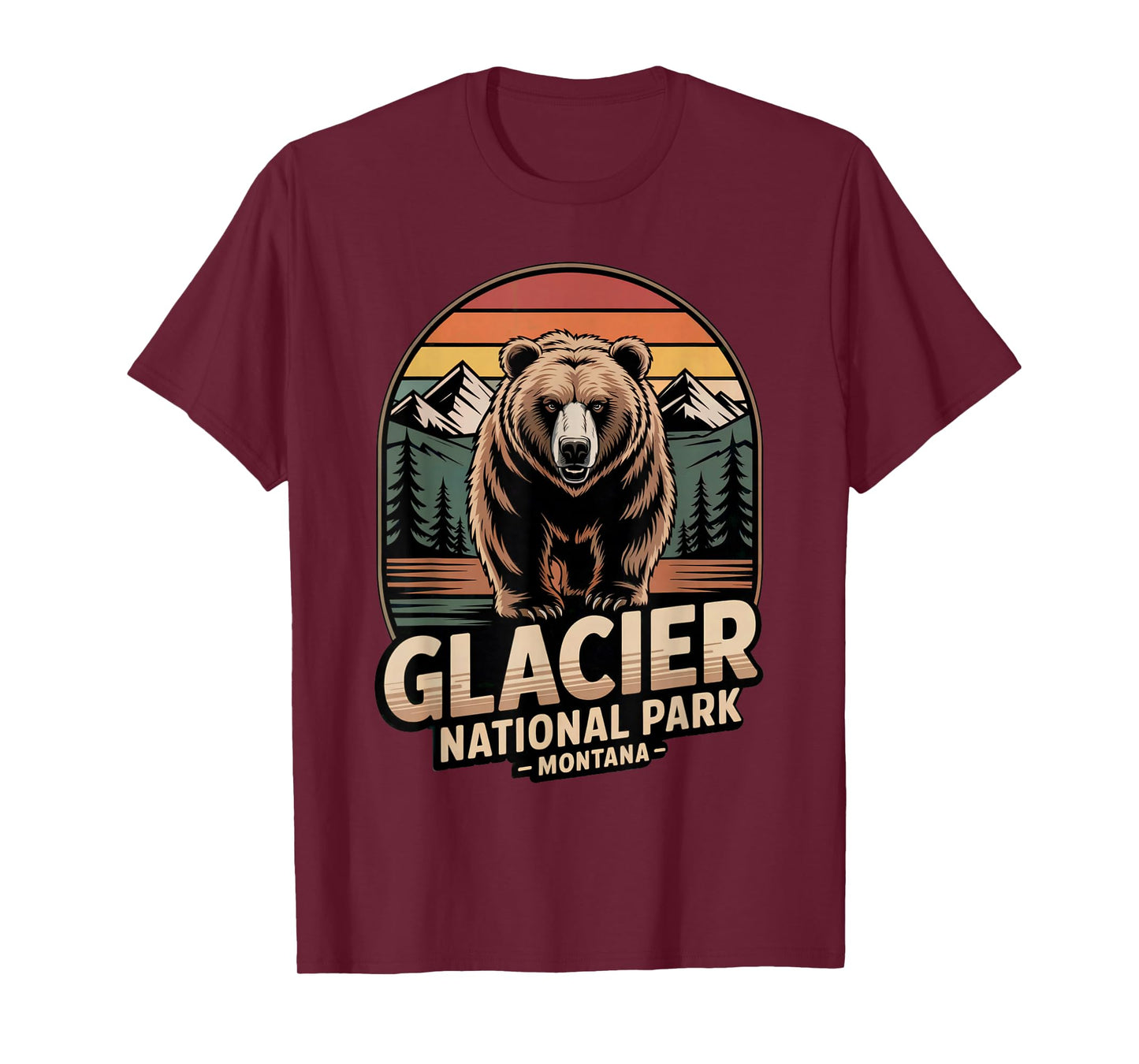 Glacier National Park Bear Vintage Montana Hiking Camping T-Shirt