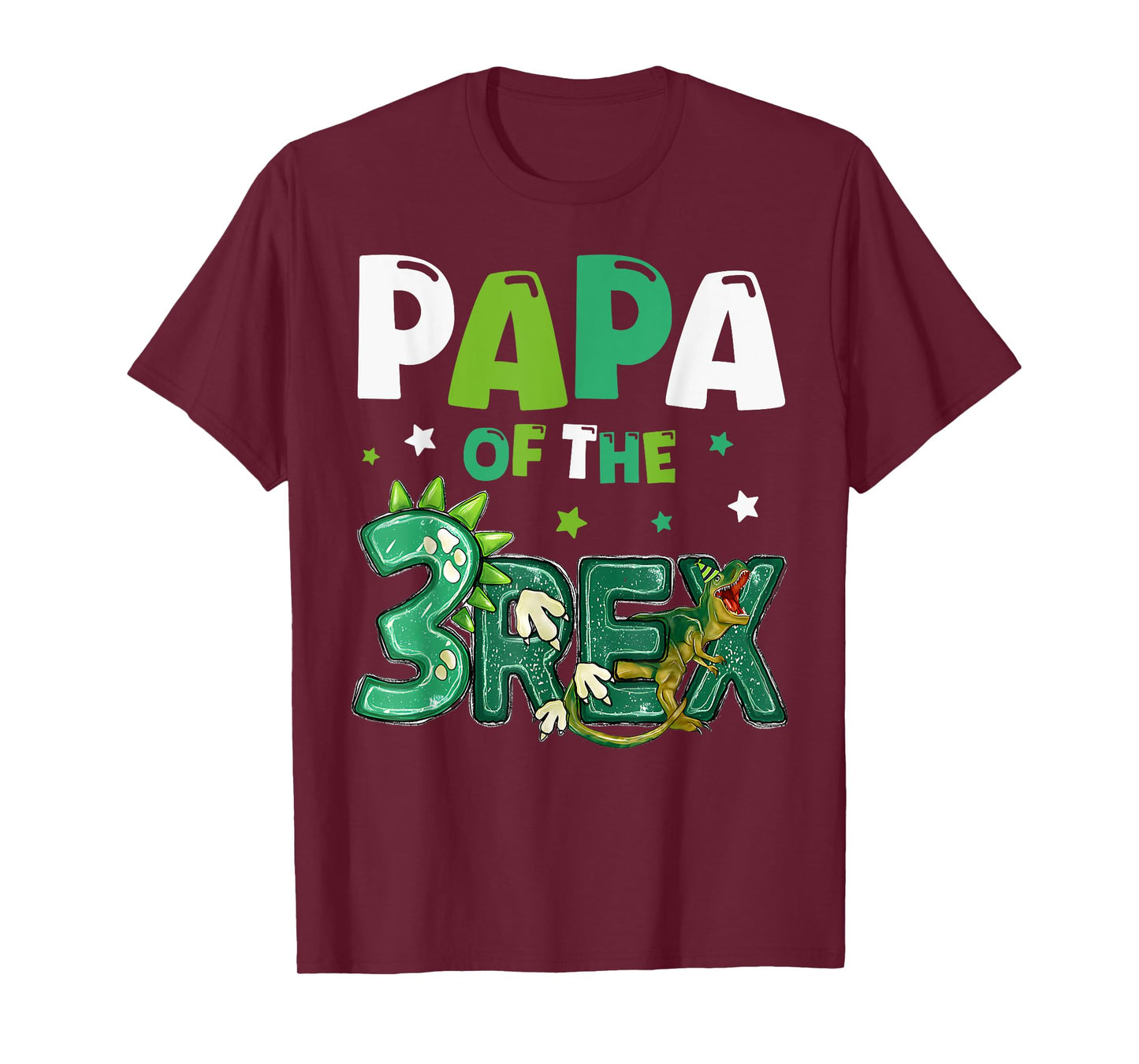 Papa of the Three Rex Birthday Dinosaur Family Matching T-Shirt