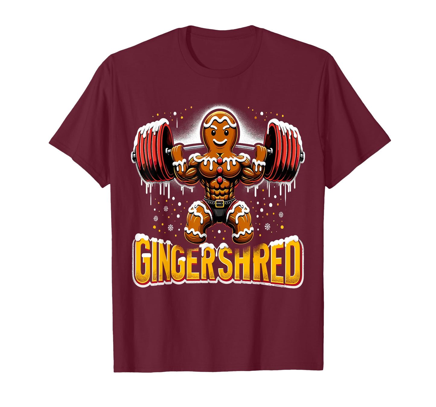 Christmas Bodybuilding Gingershred Funny Gingerbread Gym T-Shirt