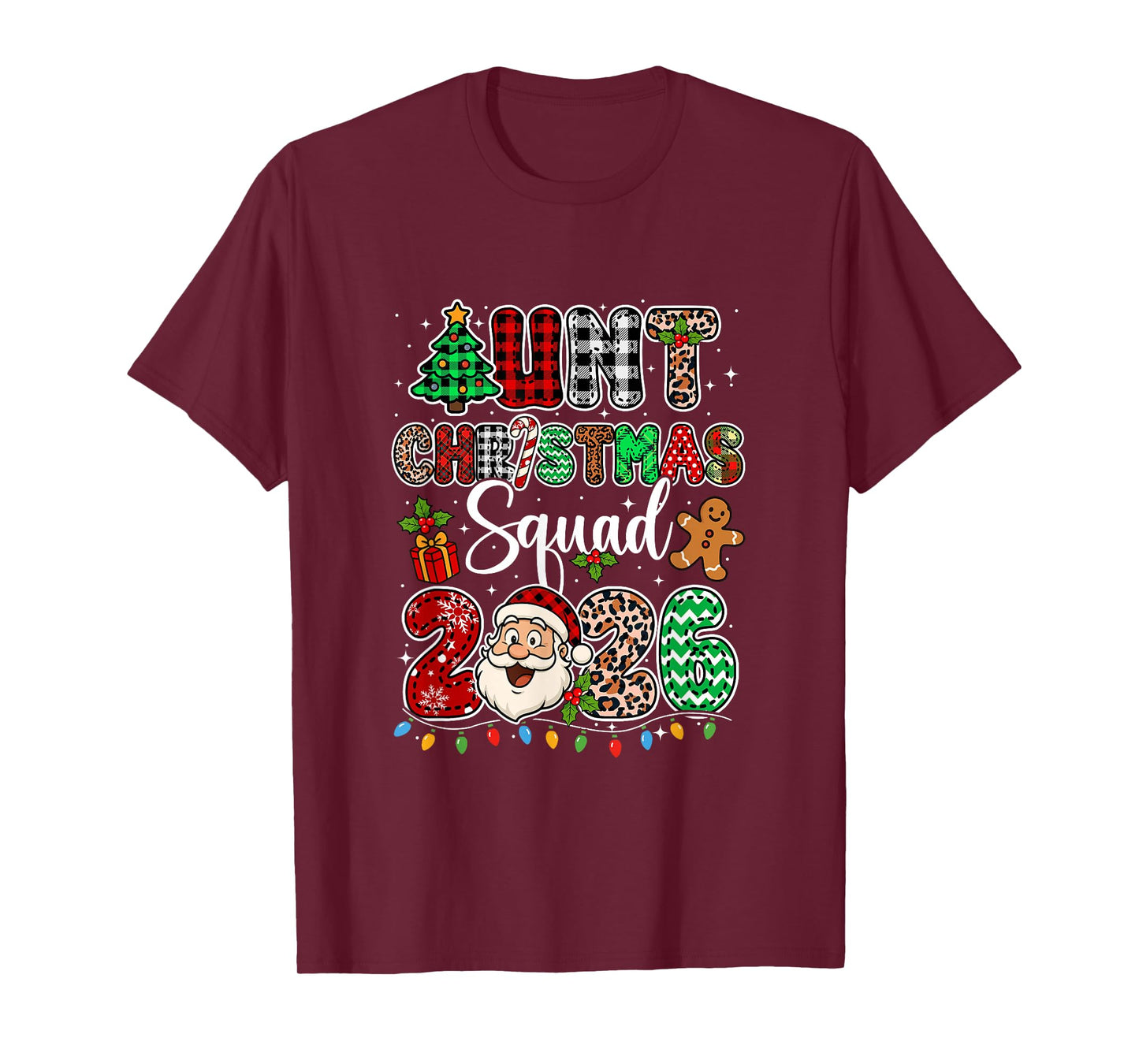 Aunt Christmas Crew 2026 Leopard Funny Santa Family Group T-Shirt