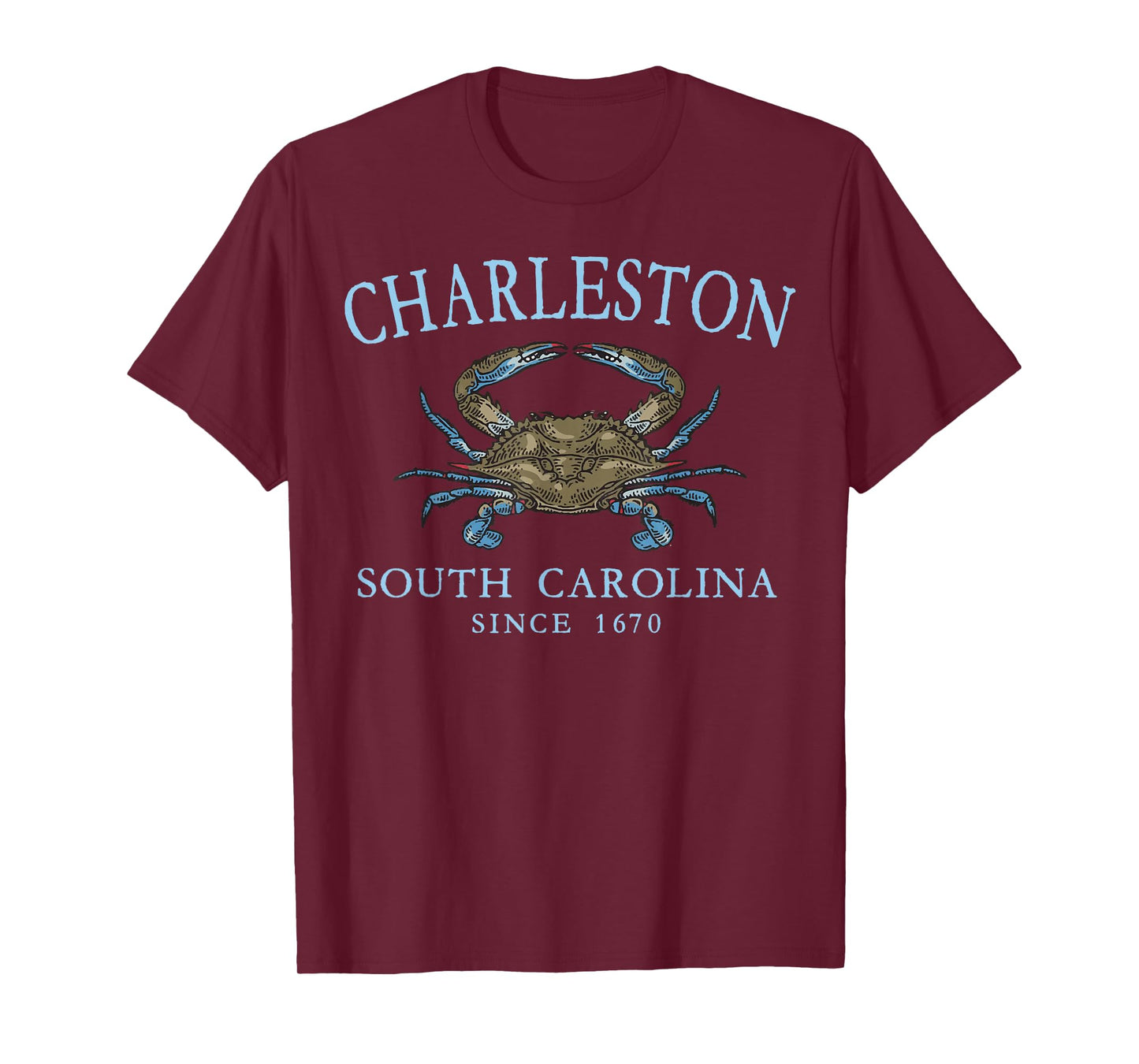 Charleston South Carolina Blue Crab Since 1670 Pale Blue T-Shirt