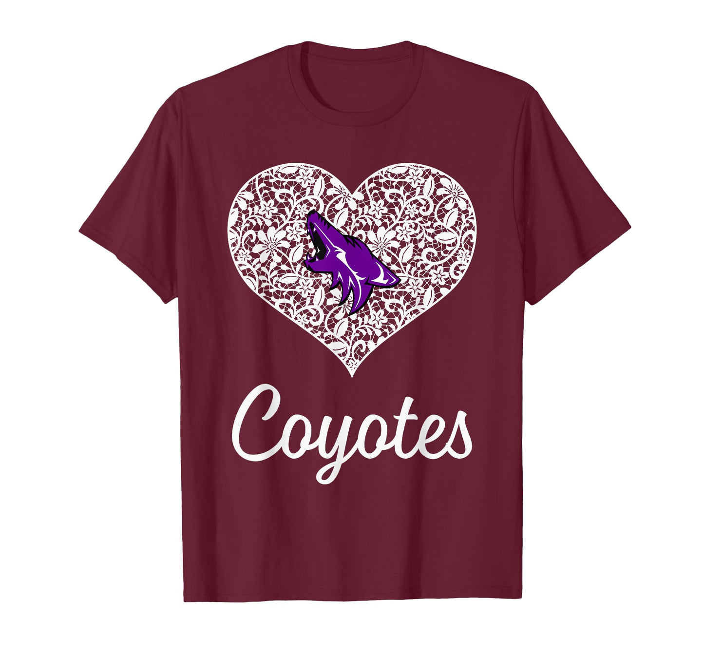 Anna Coyotes Logo Lace Heart HS T-Shirt
