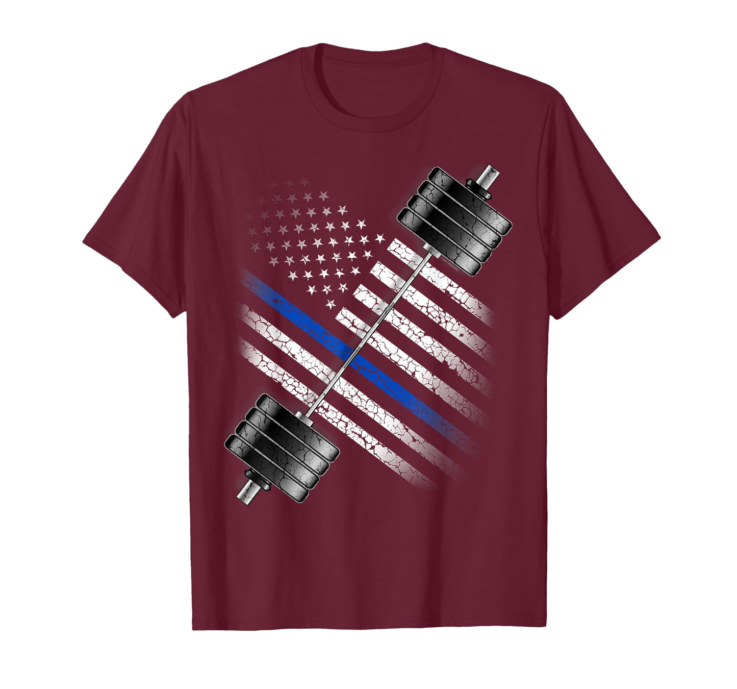 POLICEMAN and LEO POWERLIFTING - THIN BLUE LINE USA FLAG T-Shirt