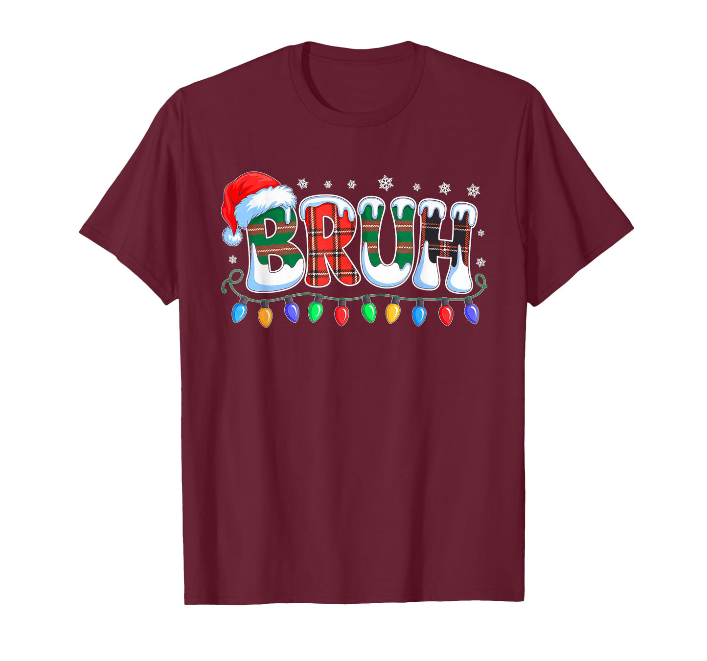 Bruh Funny Christmas Buffalo Plaid Xmas Boys Kids Pajamas T-Shirt
