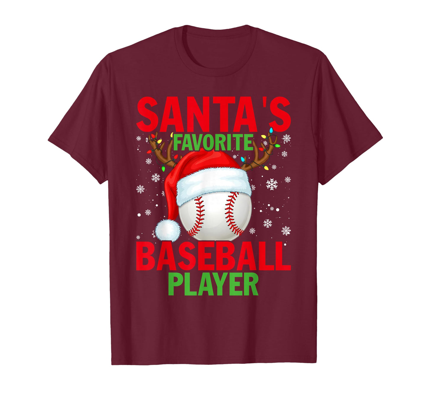 Santas Favorite Baseball Player Funny Christmas T-Shirt