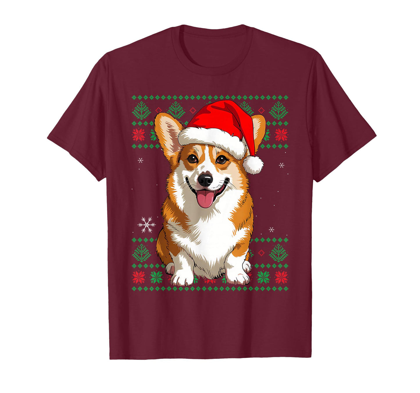 Santa Corgi Christmas Light-Ugly Sweater T-Shirt