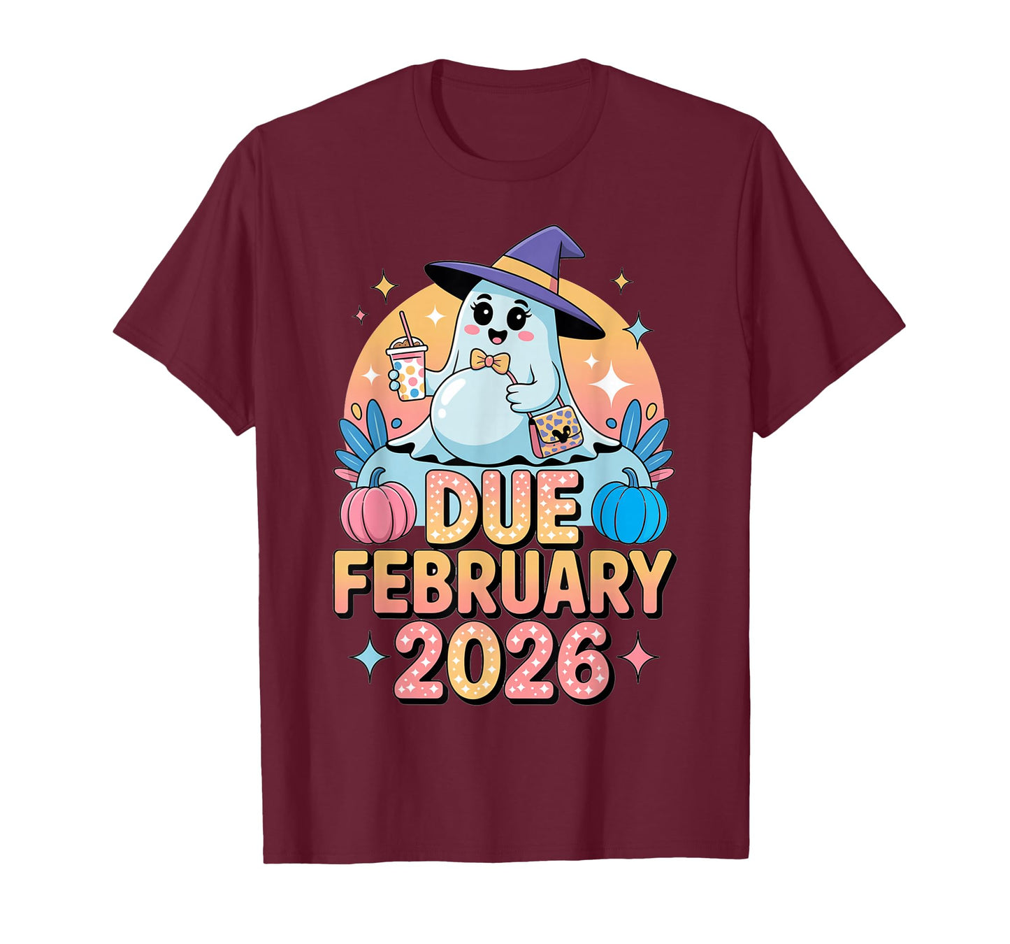 Halloween Pregnant Due February 2026 Mama Ghost Baby Mom T-Shirt