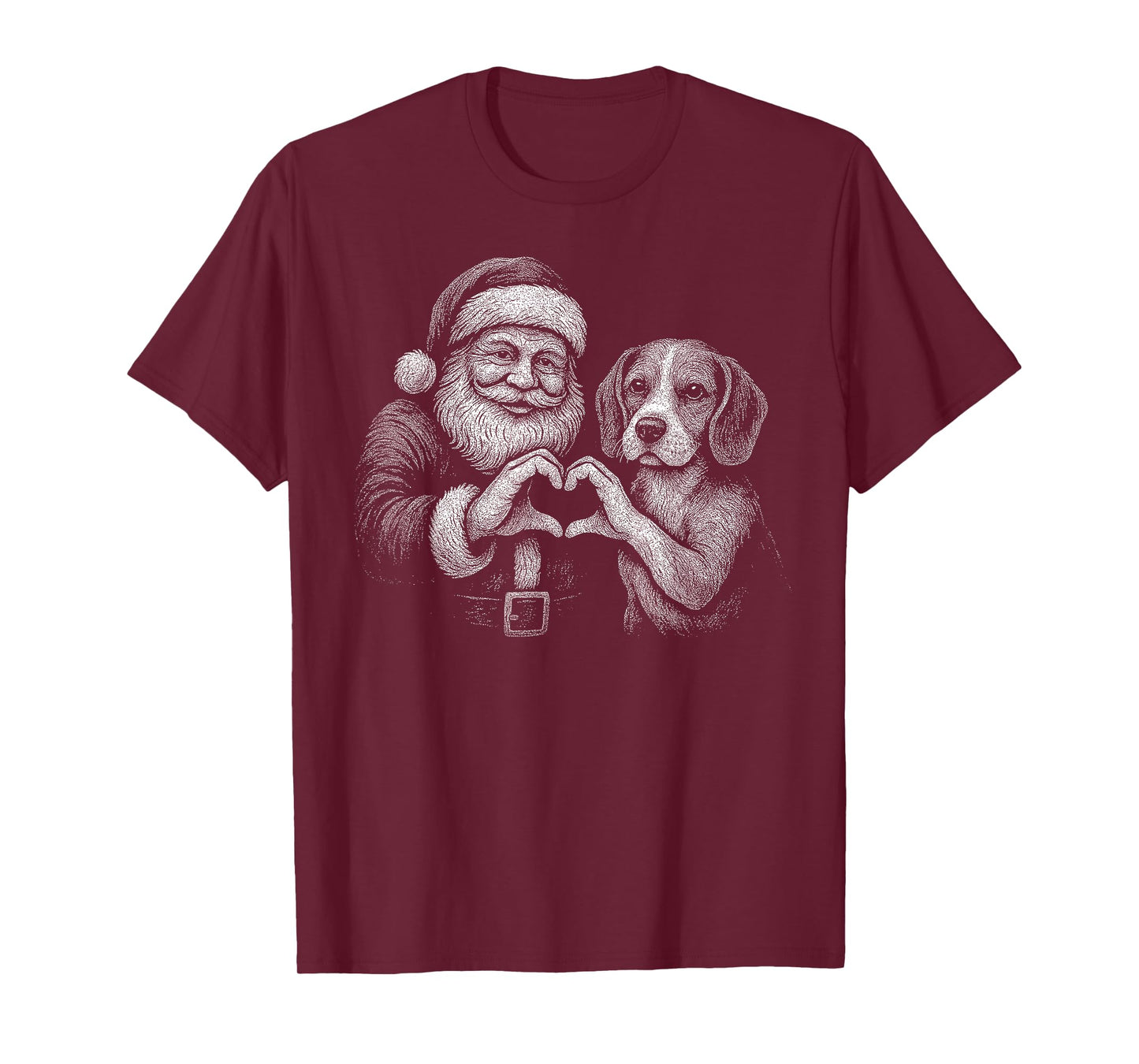 Beagle Santa Claus Heart Shape Christmas Dog Lover T-Shirt
