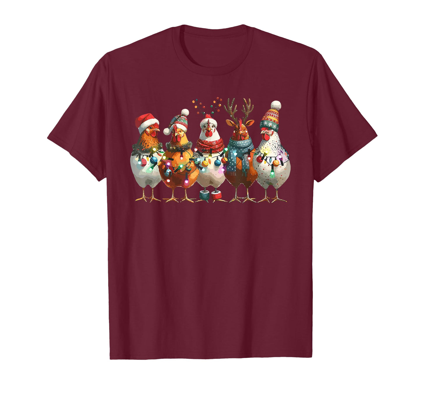 Christmas Chickens Xmas Lights Santa Xmas Pajamas Holiday T-Shirt