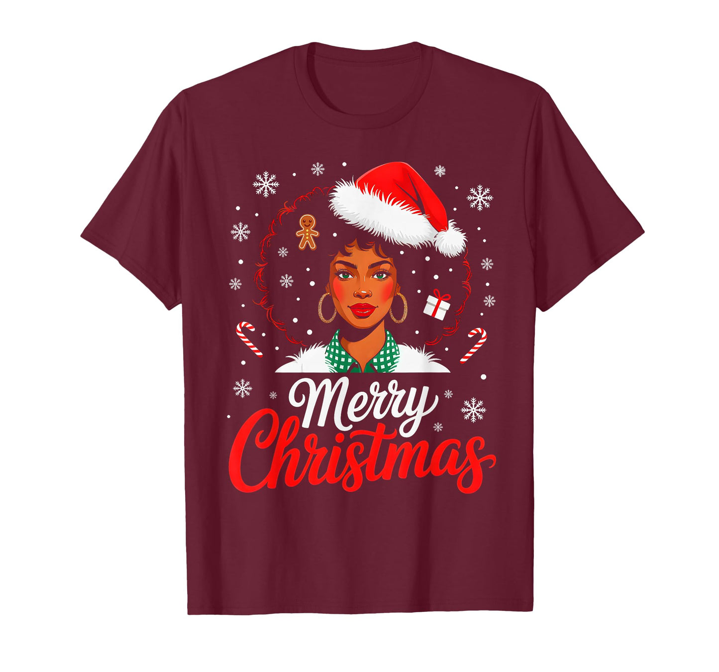 Merry Christmas Black Women African American Xmas Pajamas T-Shirt