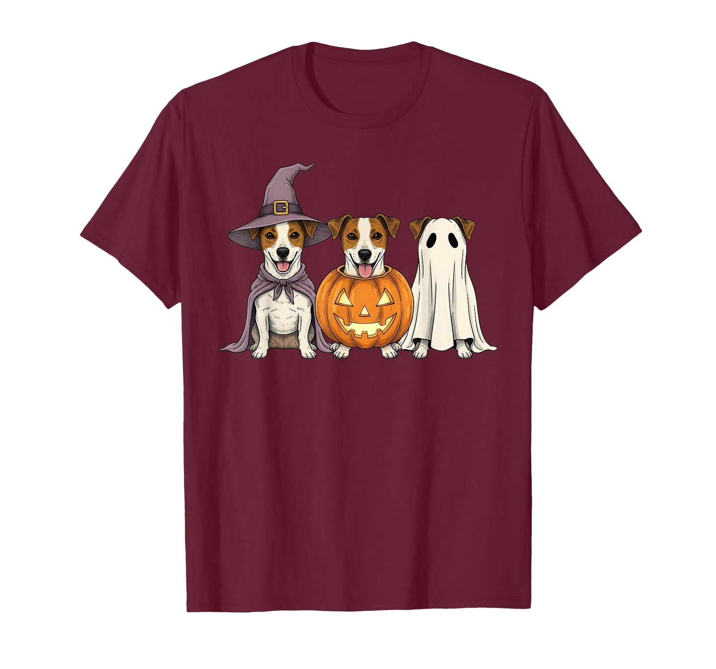 Spooky Ghost Jack Russell Terrier Pumpkin Halloween Dog T-Shirt