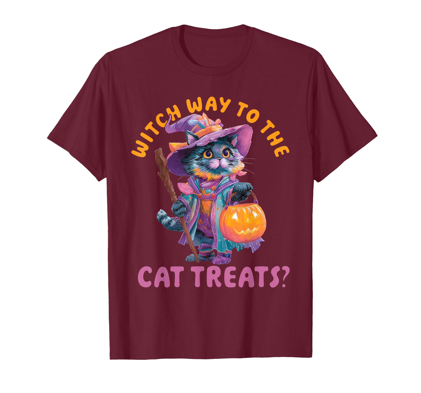 Witch Way to The Dog Treats? - Cute Cat Halloween T-Shirt