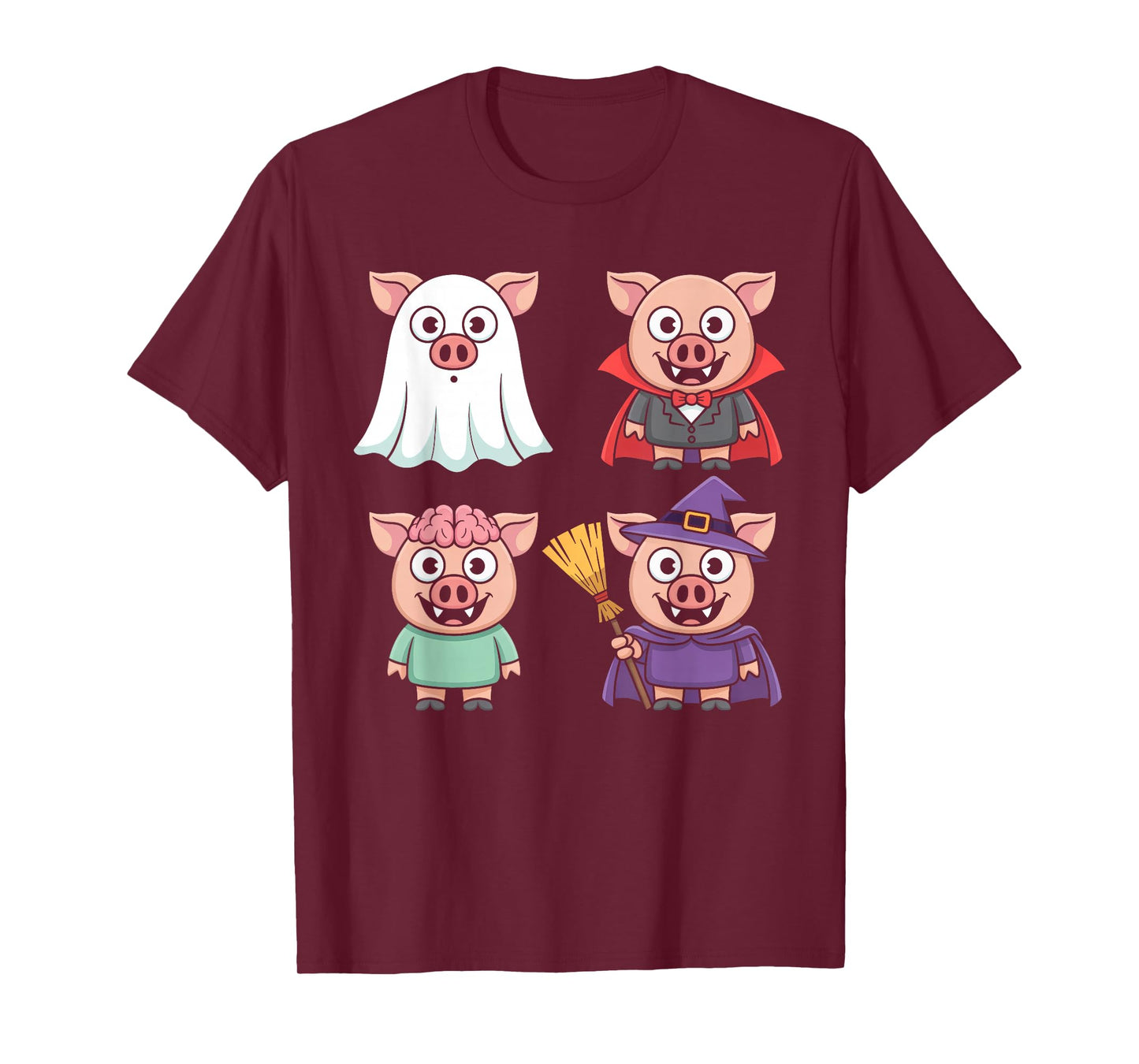 Pig Spooky Witch Boo Zombie Cute Pig Halloween Boys & Girls T-Shirt