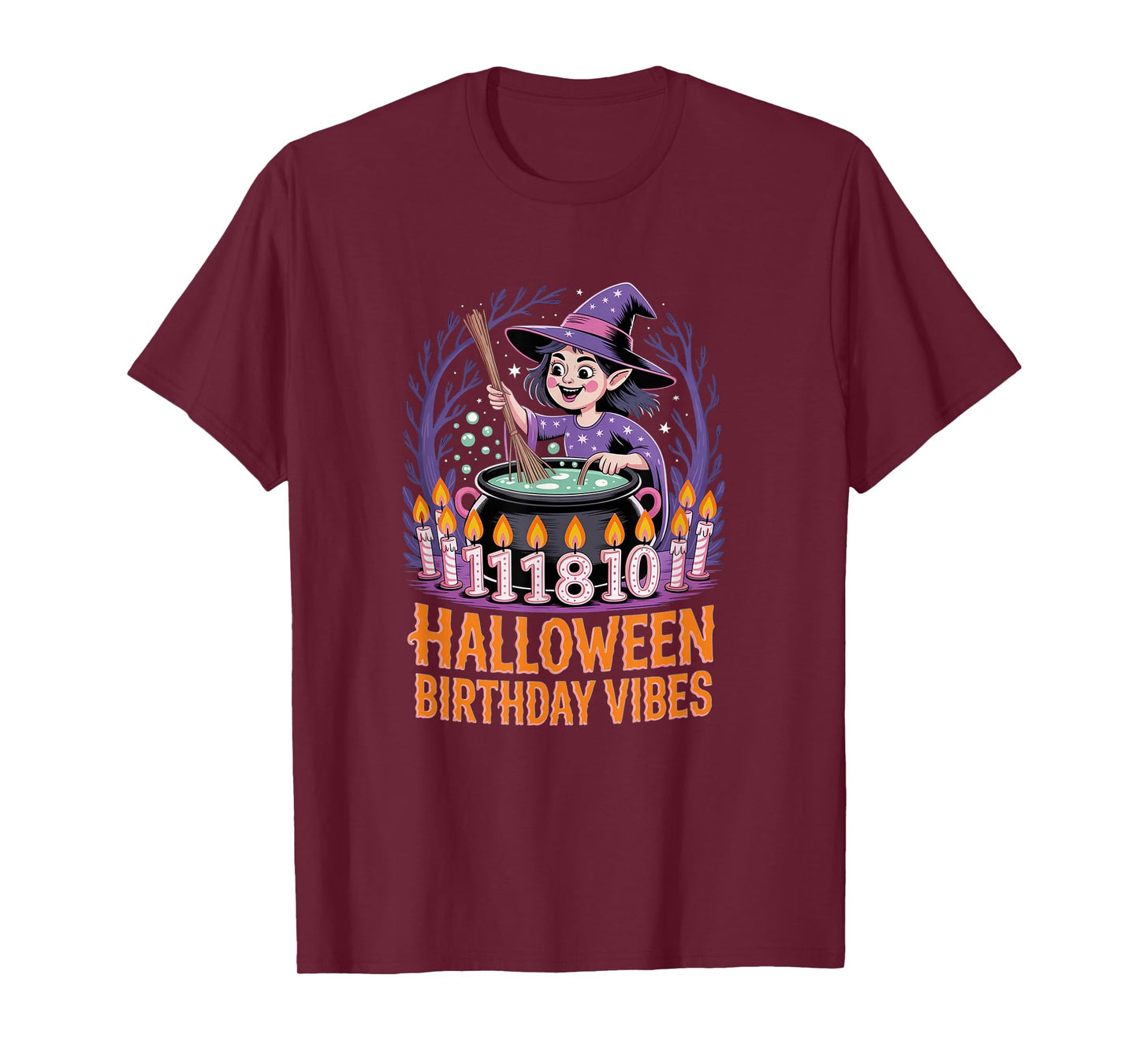 Halloween Birthday Vibes with Cute Witch T-Shirt