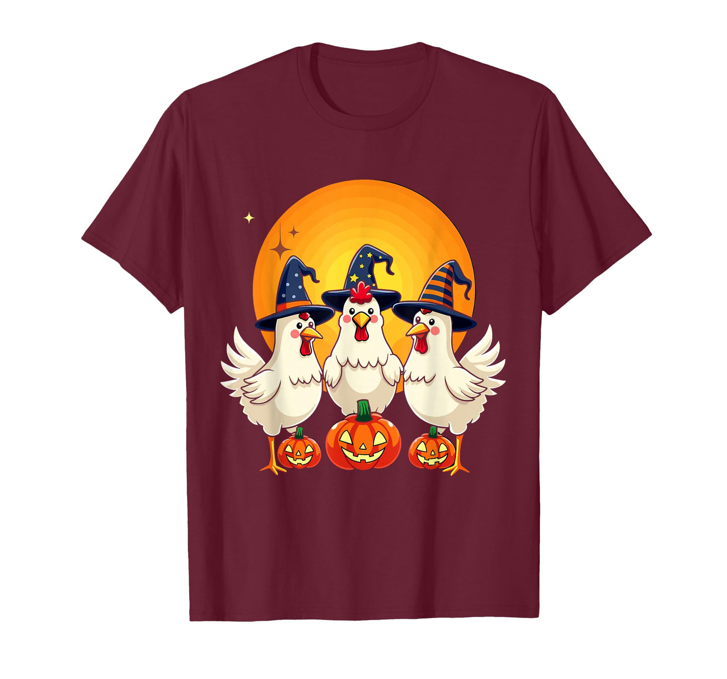 Chicken Witch Spooky Halloween Costume Pumpkin Farm Animal T-Shirt