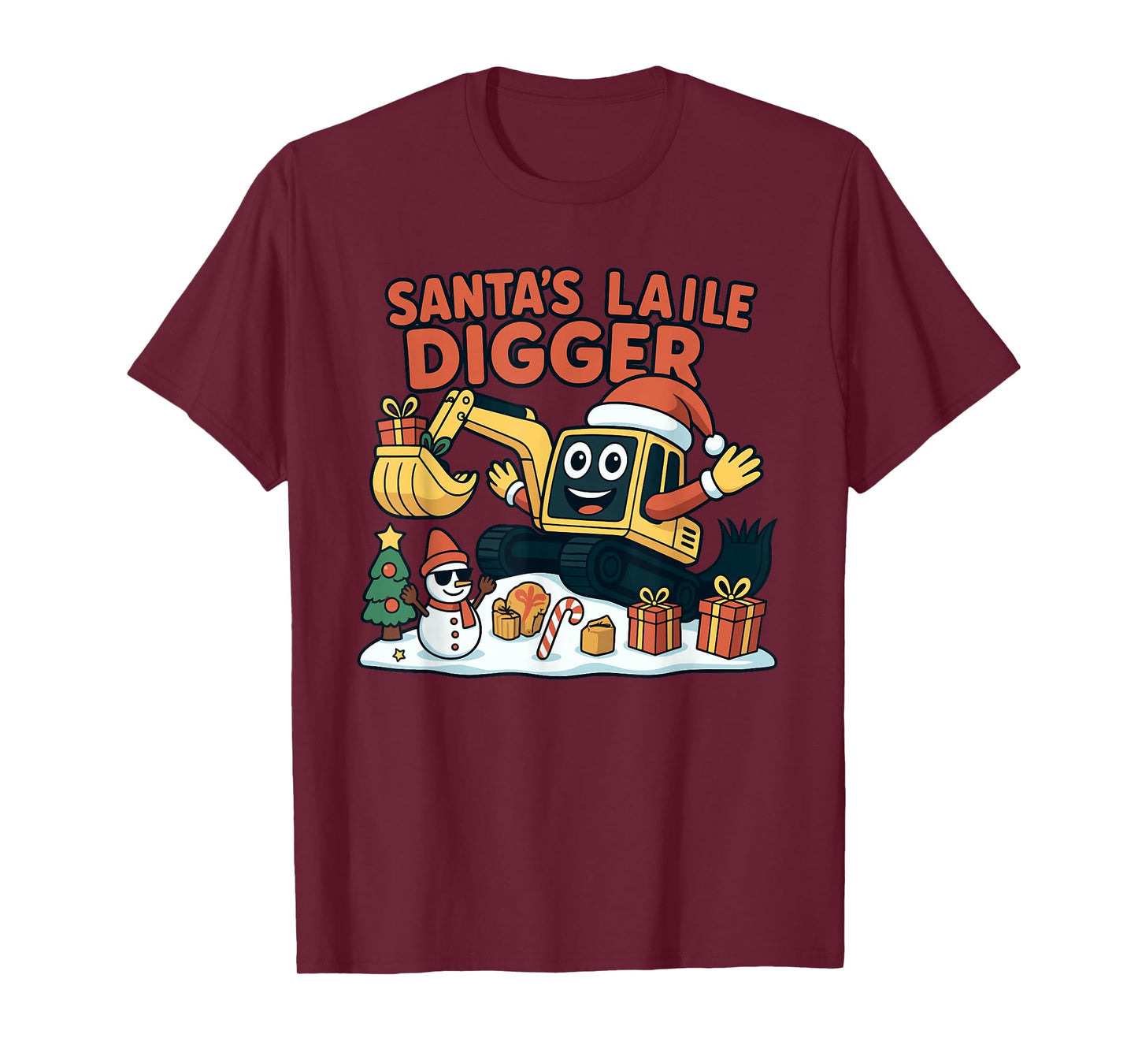 Christmas Excavator Santa Digger Funny Holiday T-Shirt