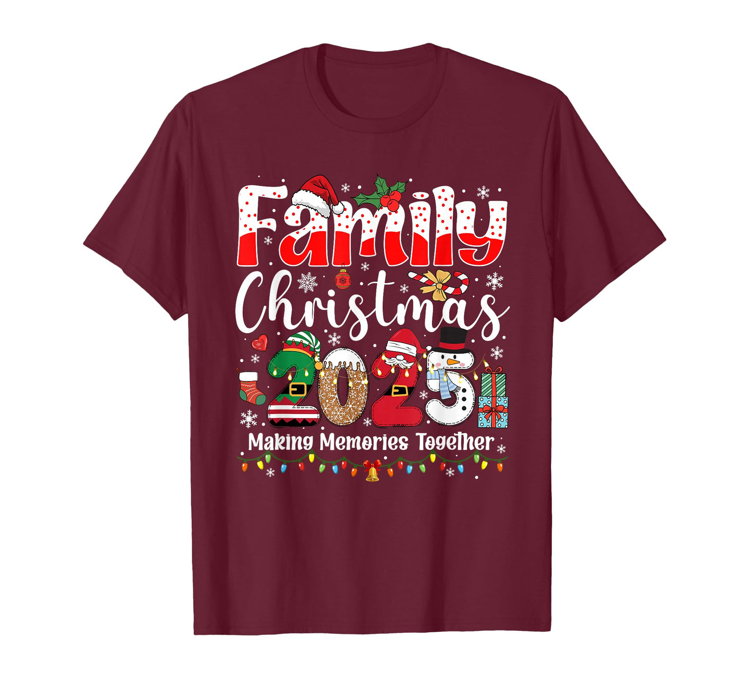 Family Christmas 2025 Matching Squad Santa Xmas Light Gift T-Shirt
