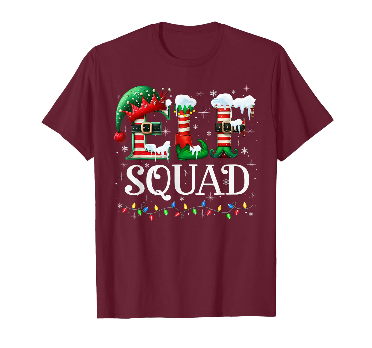 Elf Squad Family Merry Christmas Santa Holiday Xmas Lights T-Shirt