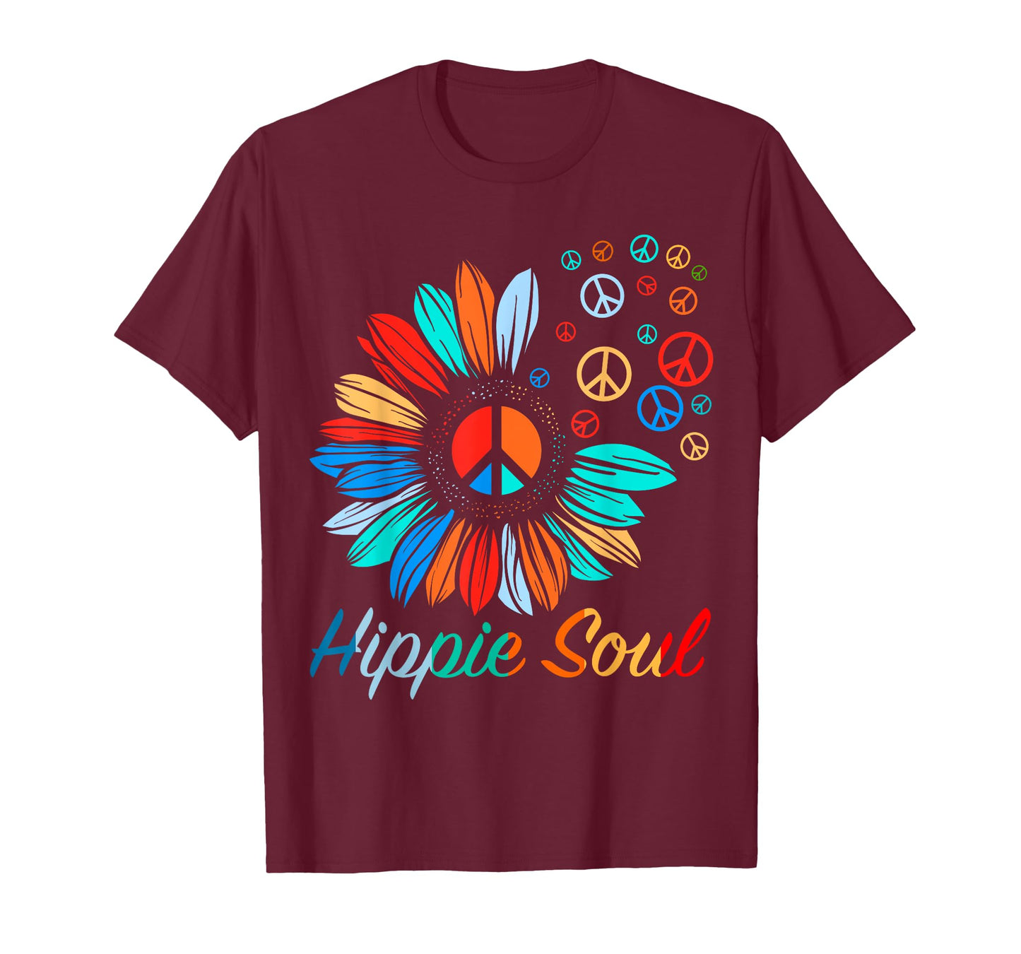 Cool Daisy Peace Sign Hippie Soul Symbol and Flower Womens T-Shirt