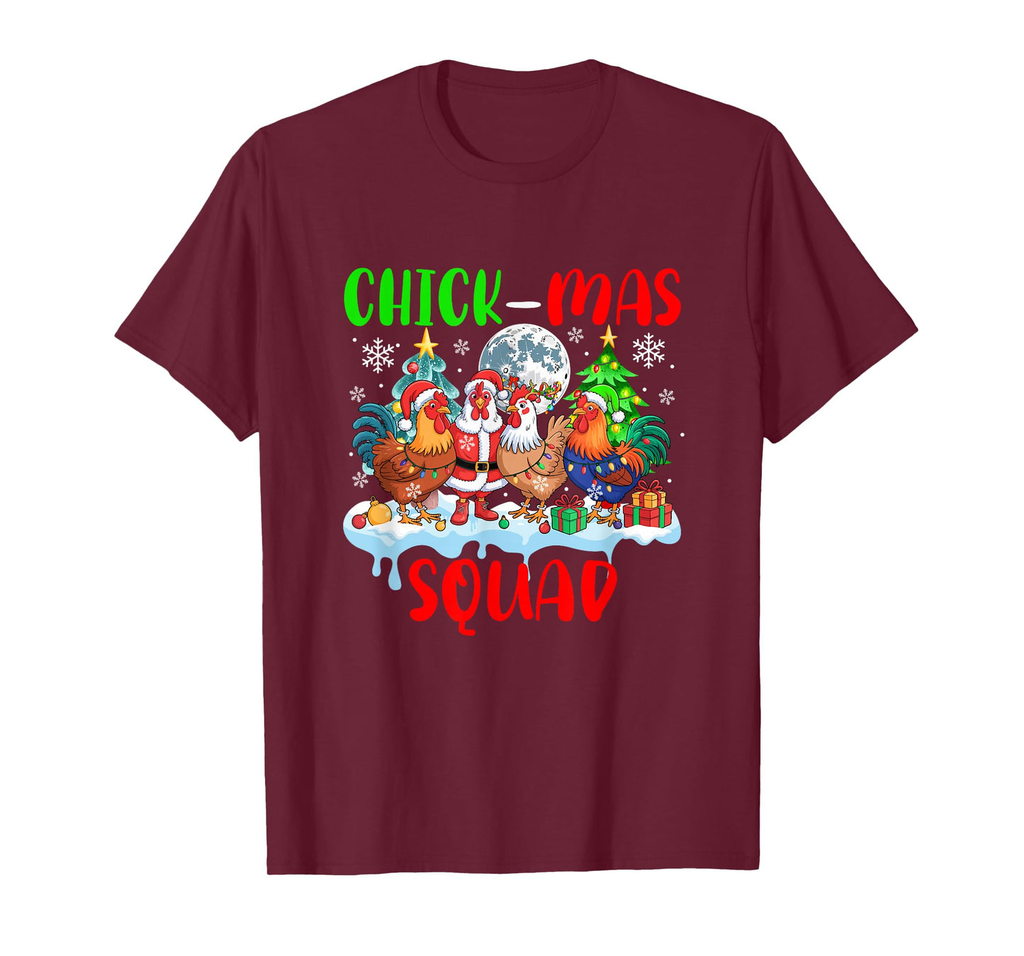 Chick Squad Xmas Group Santa Elf Chickens Farmer Rancher T-Shirt