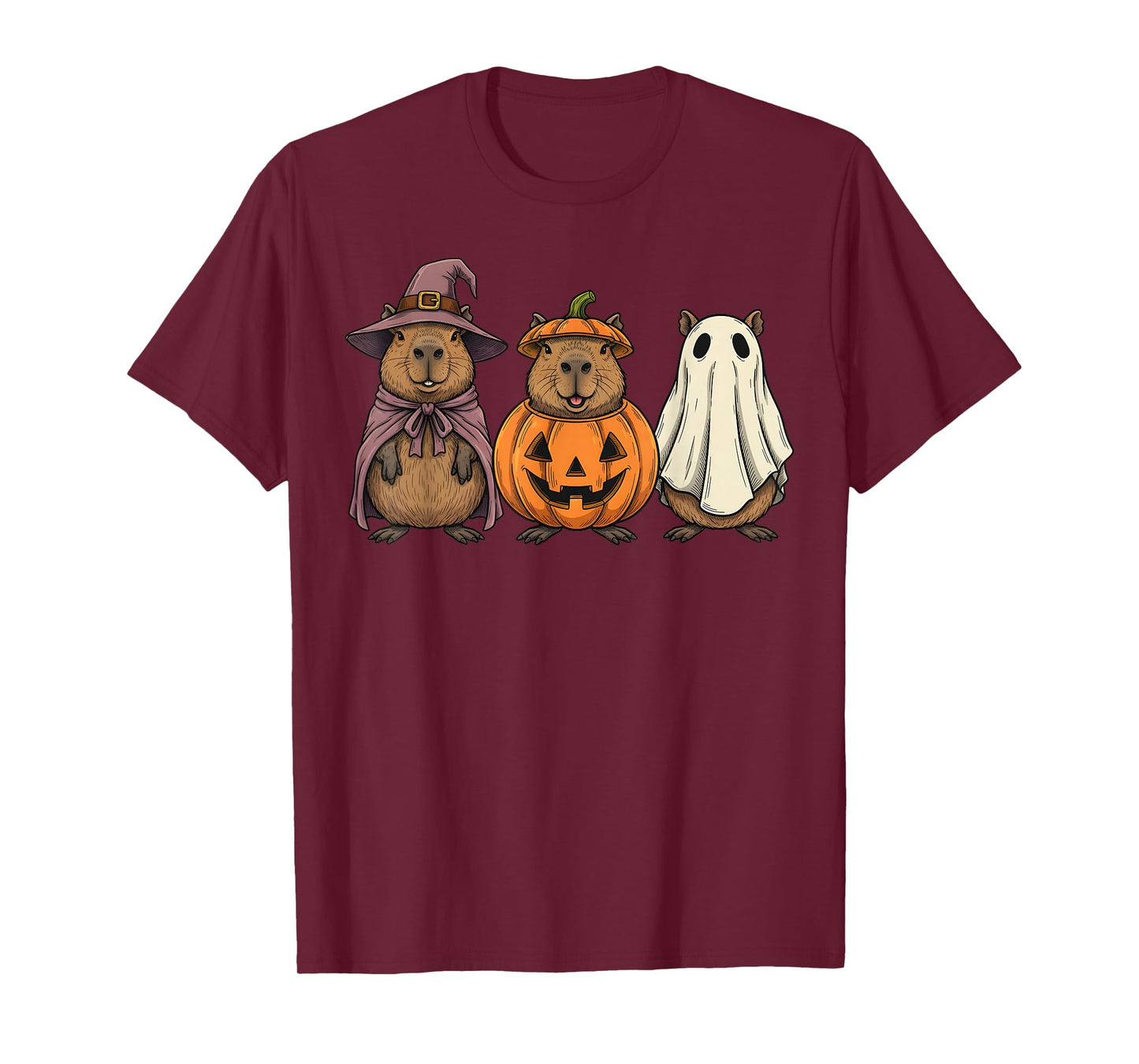Spooky Ghost Capybara Lover Pumpkin Halloween T-Shirt