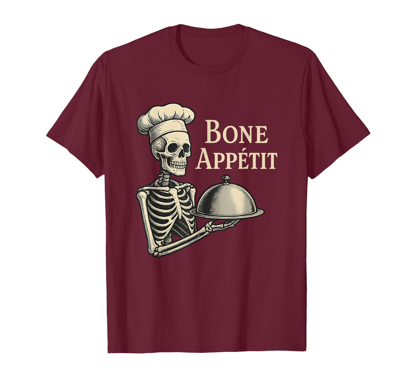 Funny Skeleton Chef Pun Bone Appetit Halloween Spooky Foodie T-Shirt