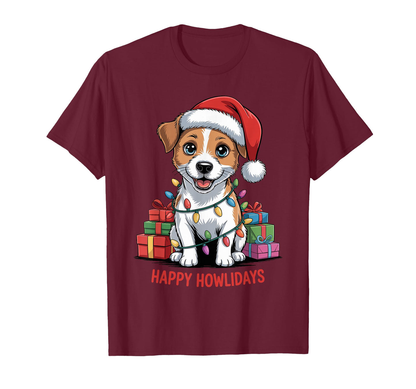 Cute Jack Russell Santa Hat Christmas Xmas Dog Lover Holiday T-Shirt