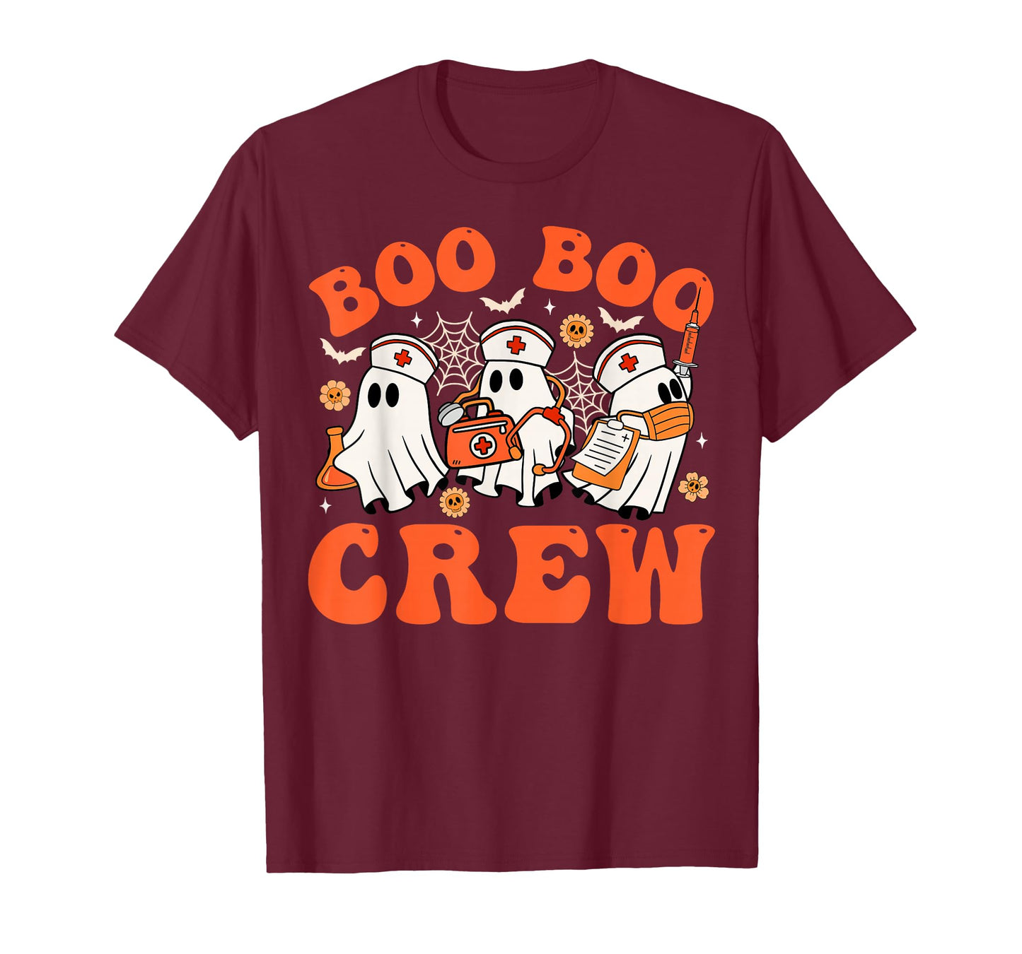Boo-Boo Crew Nurse Ghost Scrub Top Nursing Halloween Costume T-Shirt