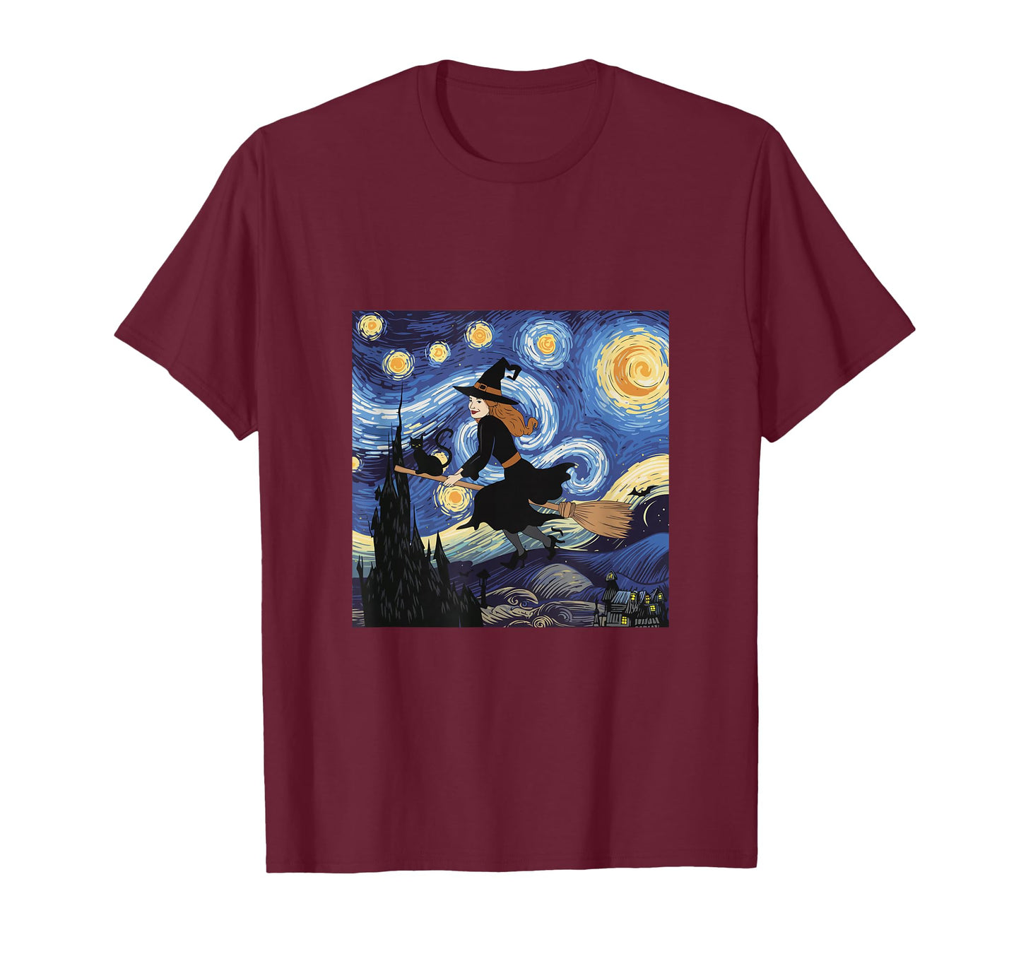 Cat Starry Night Van Gogh Halloween T-Shirt