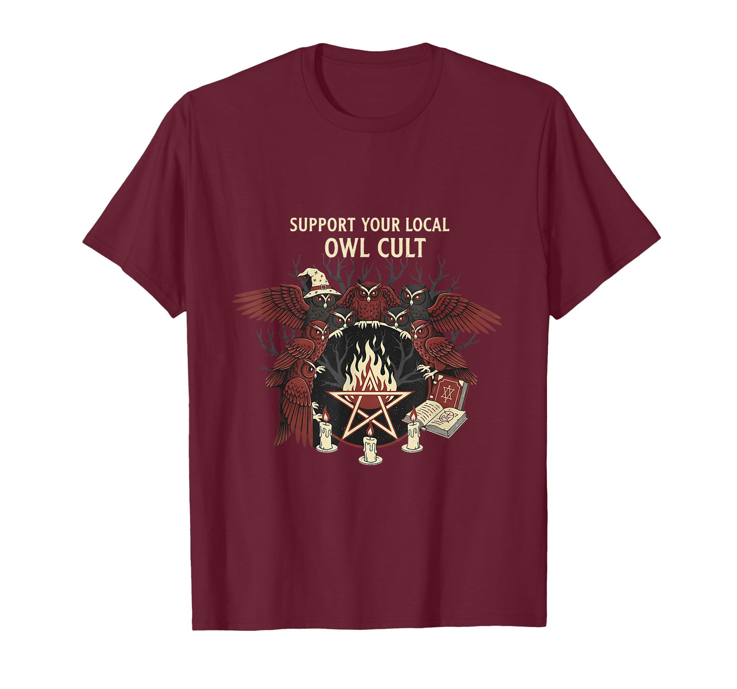 Owl Cult Funny Occult Witches Halloween Spooky Graphic T-Shirt